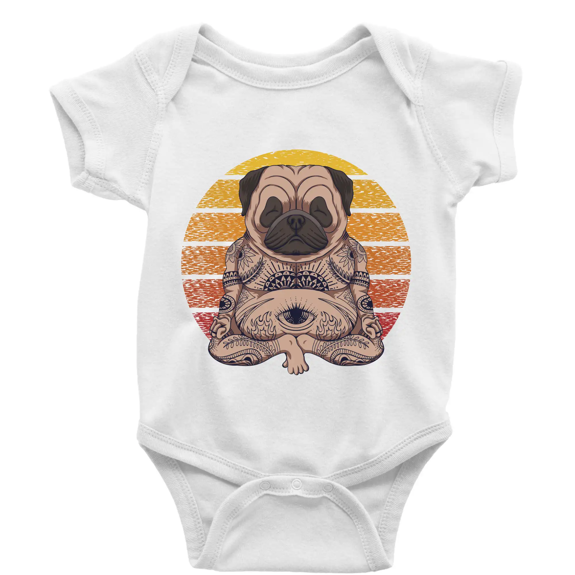Tričká na jógu - Yoga meditace - pug - Body dojčenské s krátkym rukávom