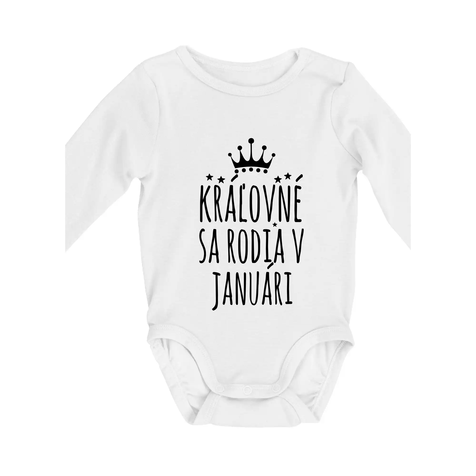 Tričká pre narodených v januári - Králi - Kráľovné sa rodia v januáry - Body dojčenské s dlhým rukávom