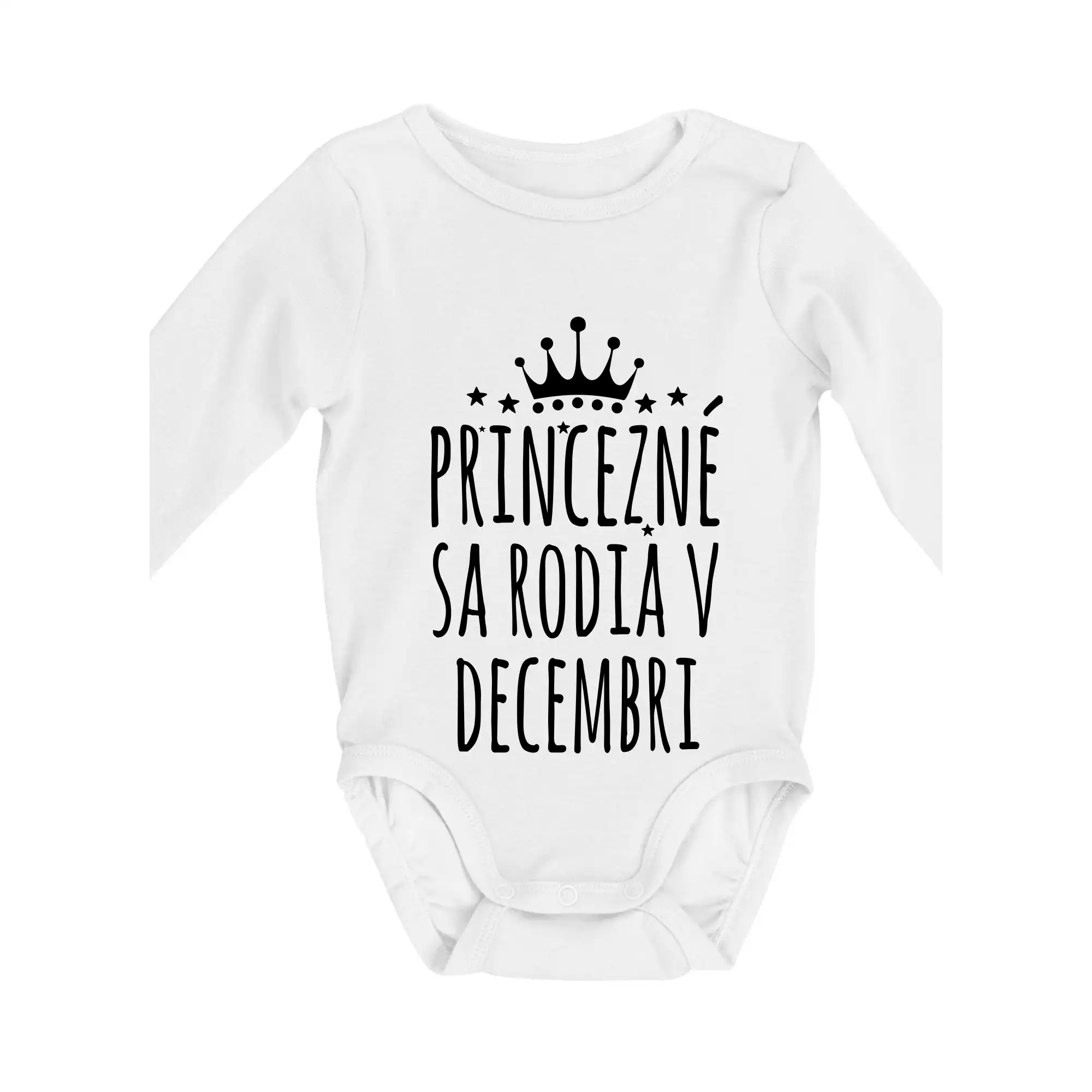 Tričká pre narodených v decembri - Princezné sa rodia v decembri - Body dojčenské s dlhým rukávom