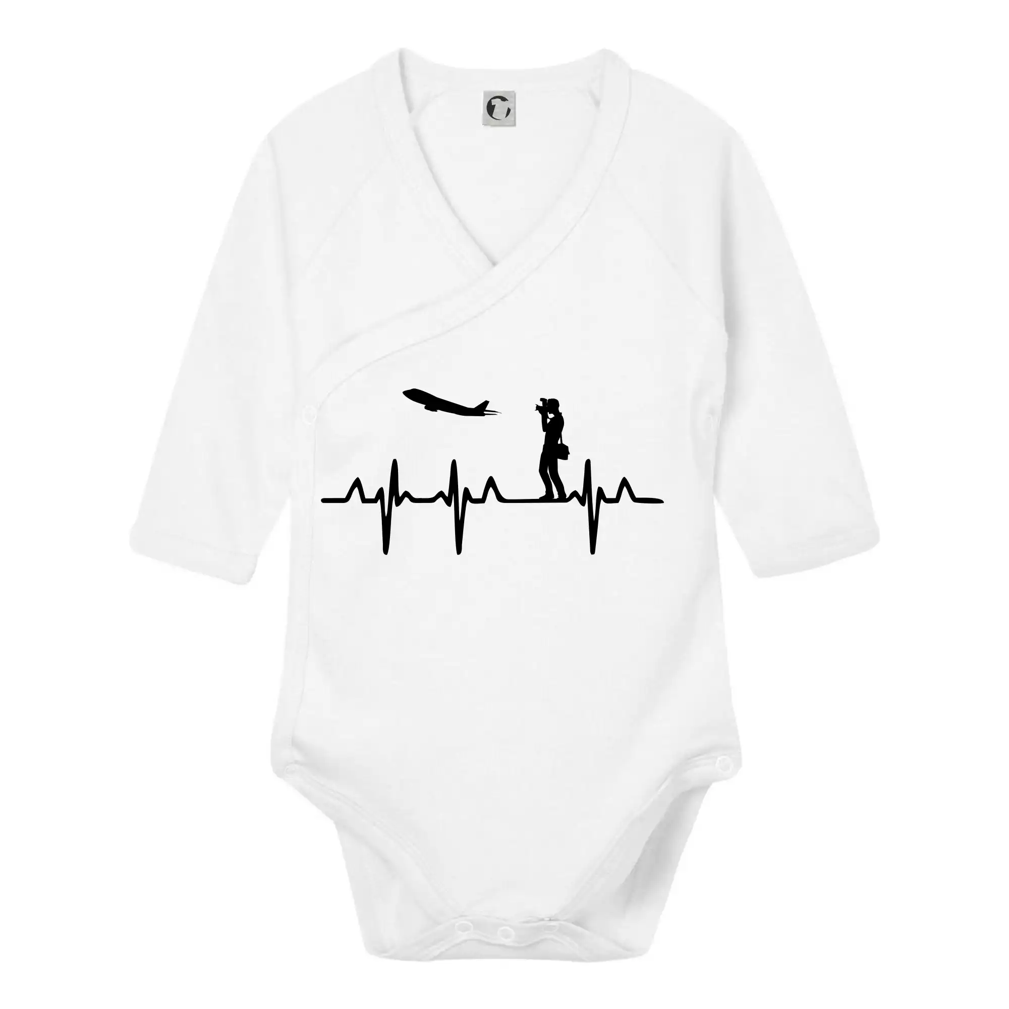 Tričká pre fotografov - EKG spotter - Body zavinovacie s dlhým rukávom