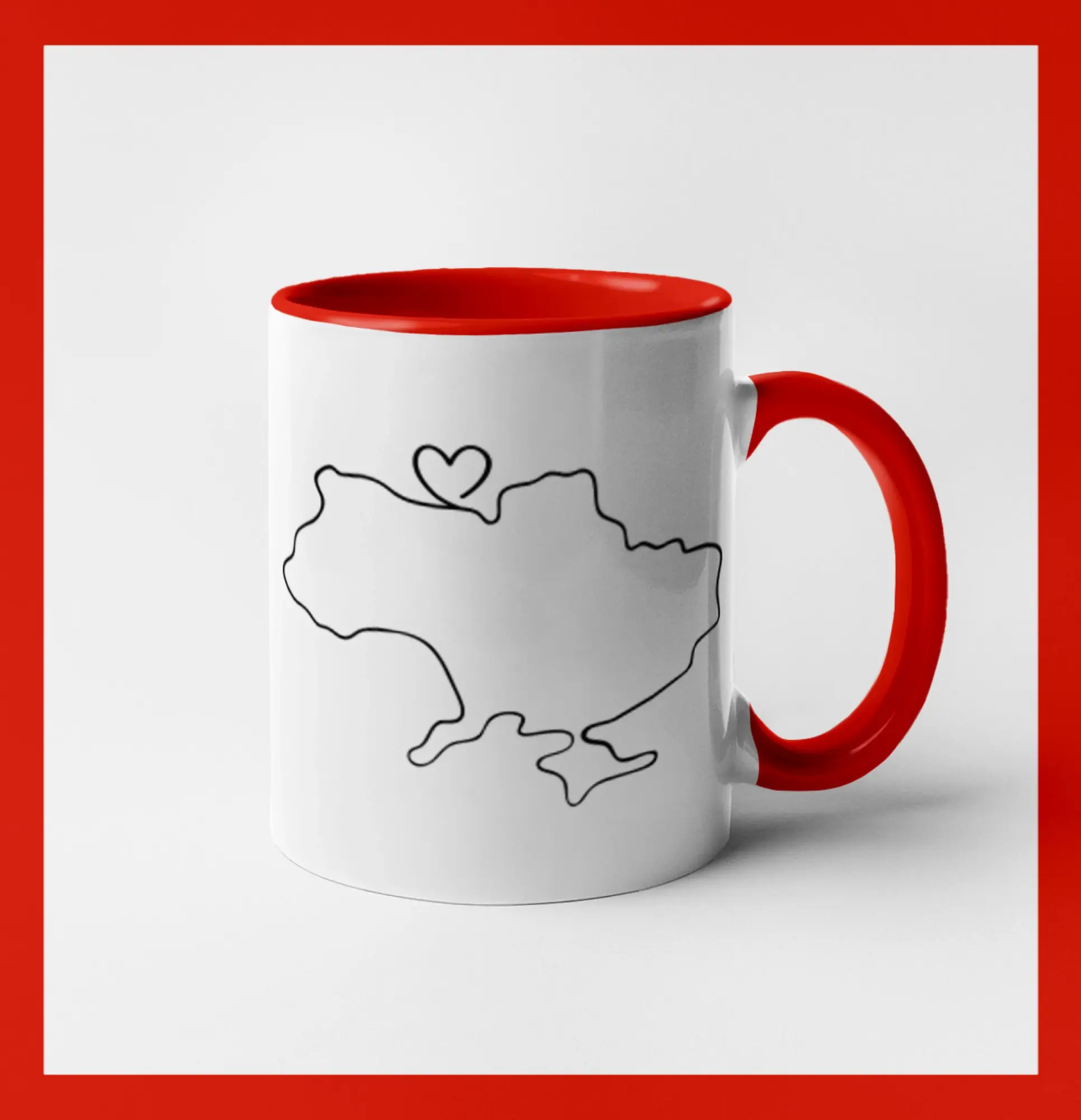 Tričká s vlajkou ukrajiny - Mapa Ukrajiny - srdce - Hrnček 