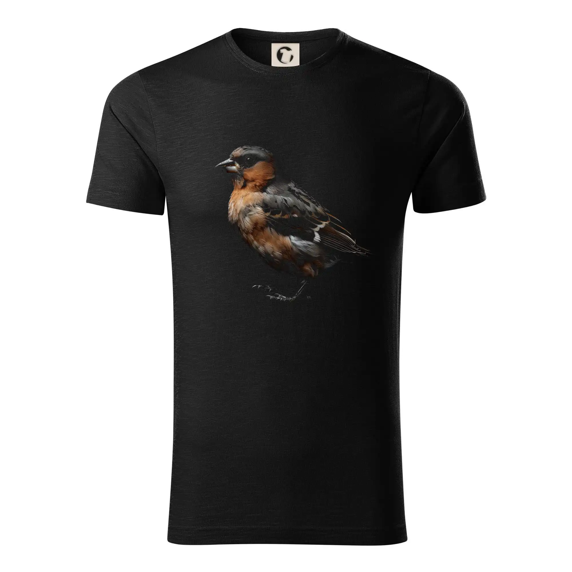 Tričko s motívmi vtákov - Pinka všeobecná čierna fotka - Tričko z organickej bavlny
