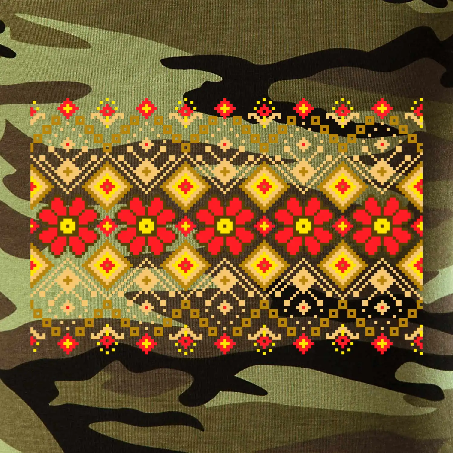 Ukrajinský vzor  - Červené květiny