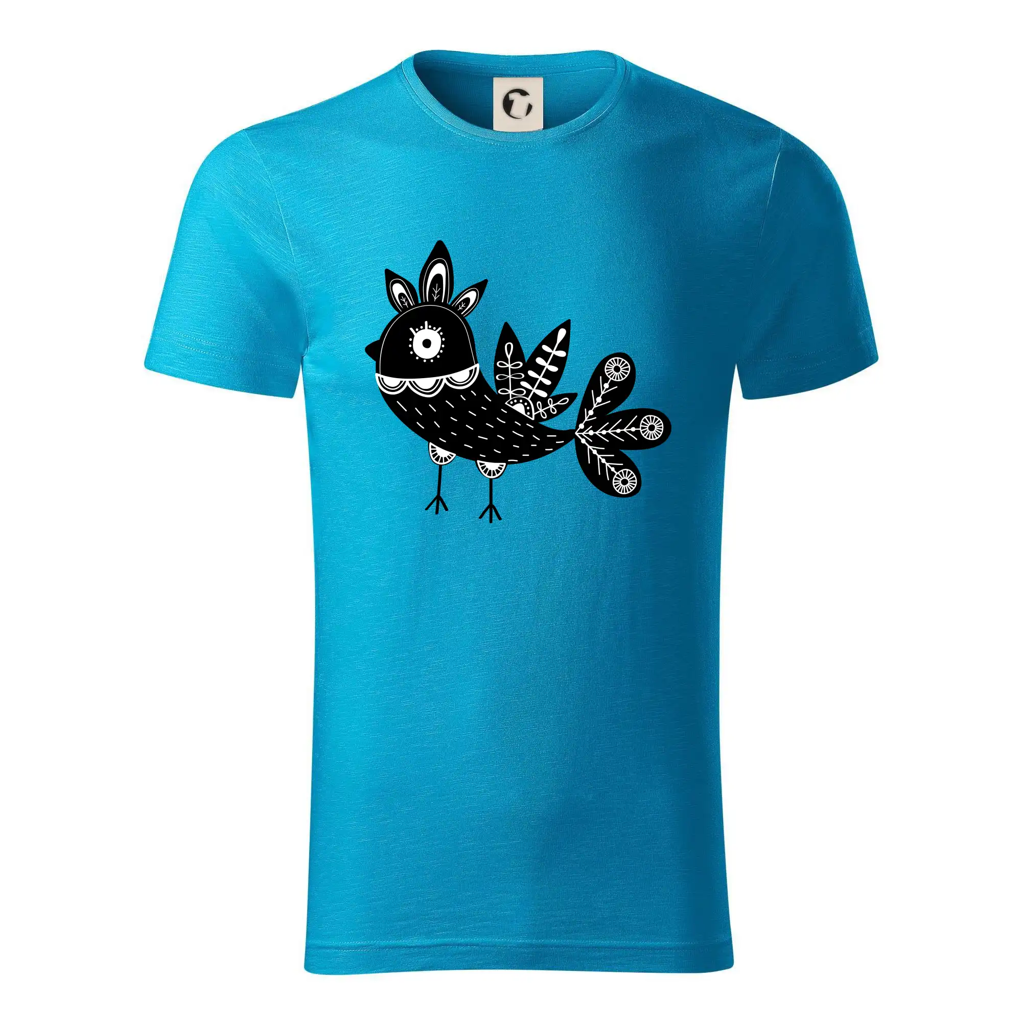 Folklór - Vtáčik čiernobiely folklór - Tričko z organickej bavlny