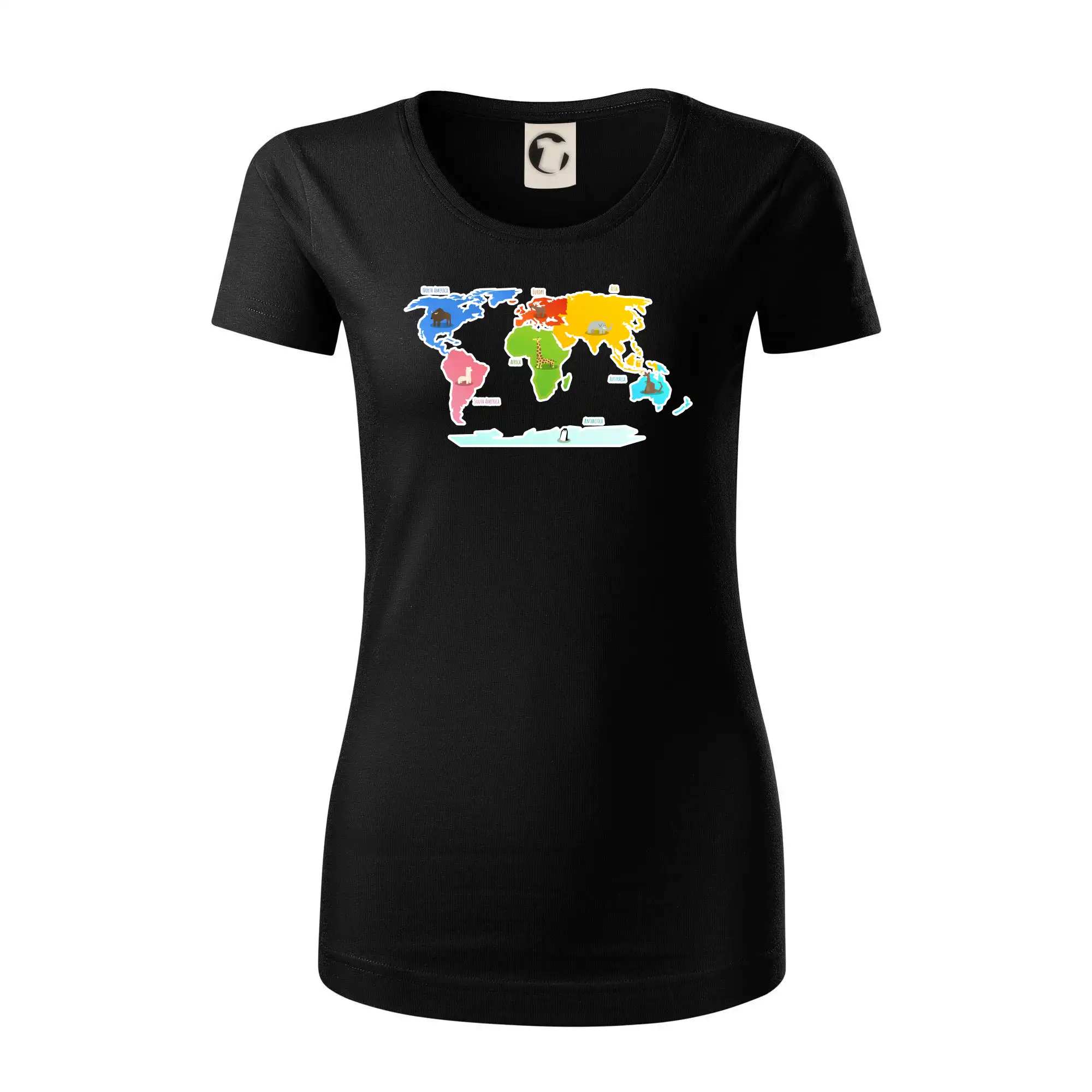 Světové kontinenty s názvy a zvířátky