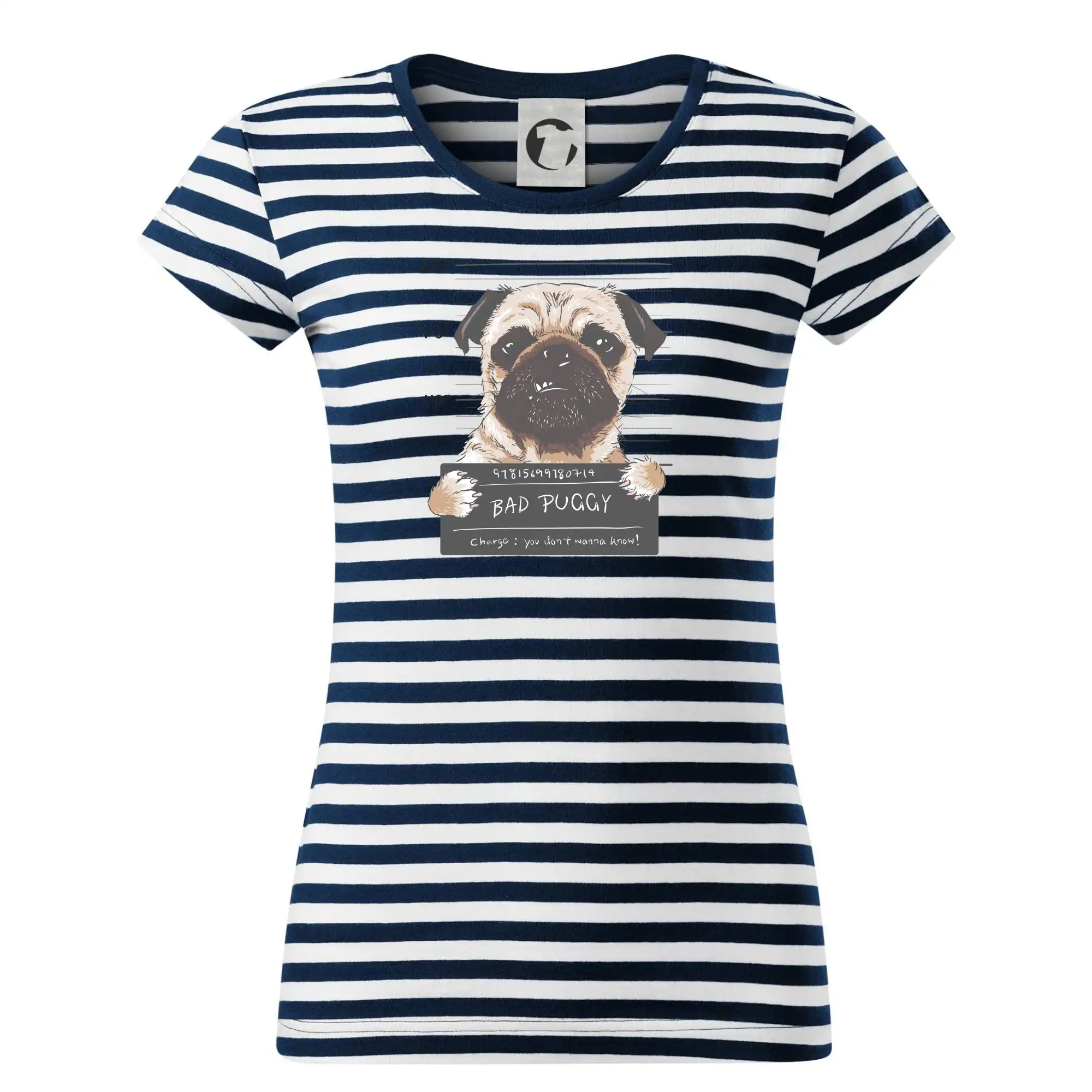 Mops na tričku - Mops - Bad Puggy - Tričko na vodu
