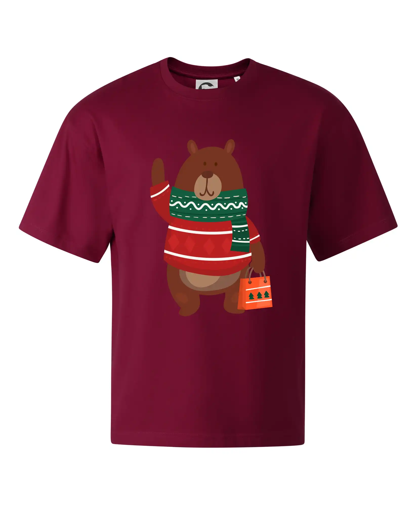 Vianočné tričká - Medveď s darčekom - Stage unisex - OVERSIZE