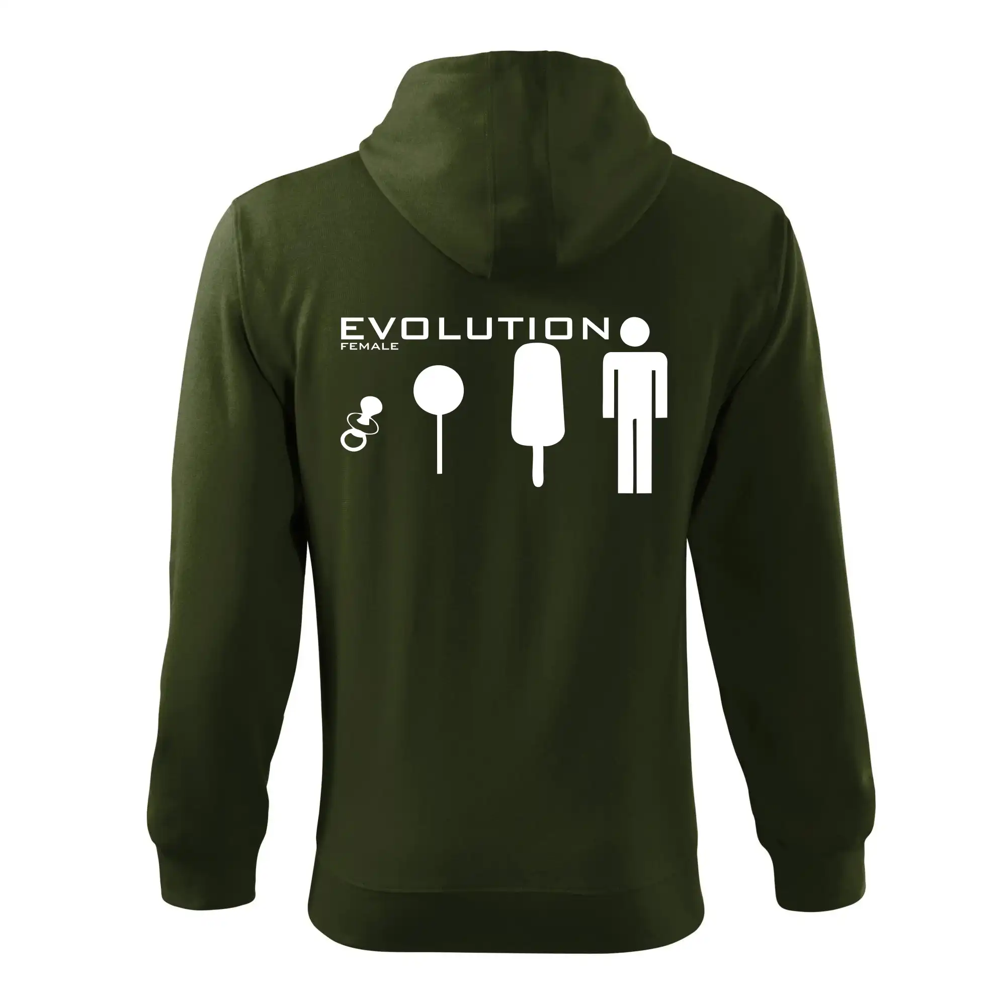 Tričká s potlačou evolúcia - Evolúcia ženy - Mikina s kapucňou na zips trendy zipper