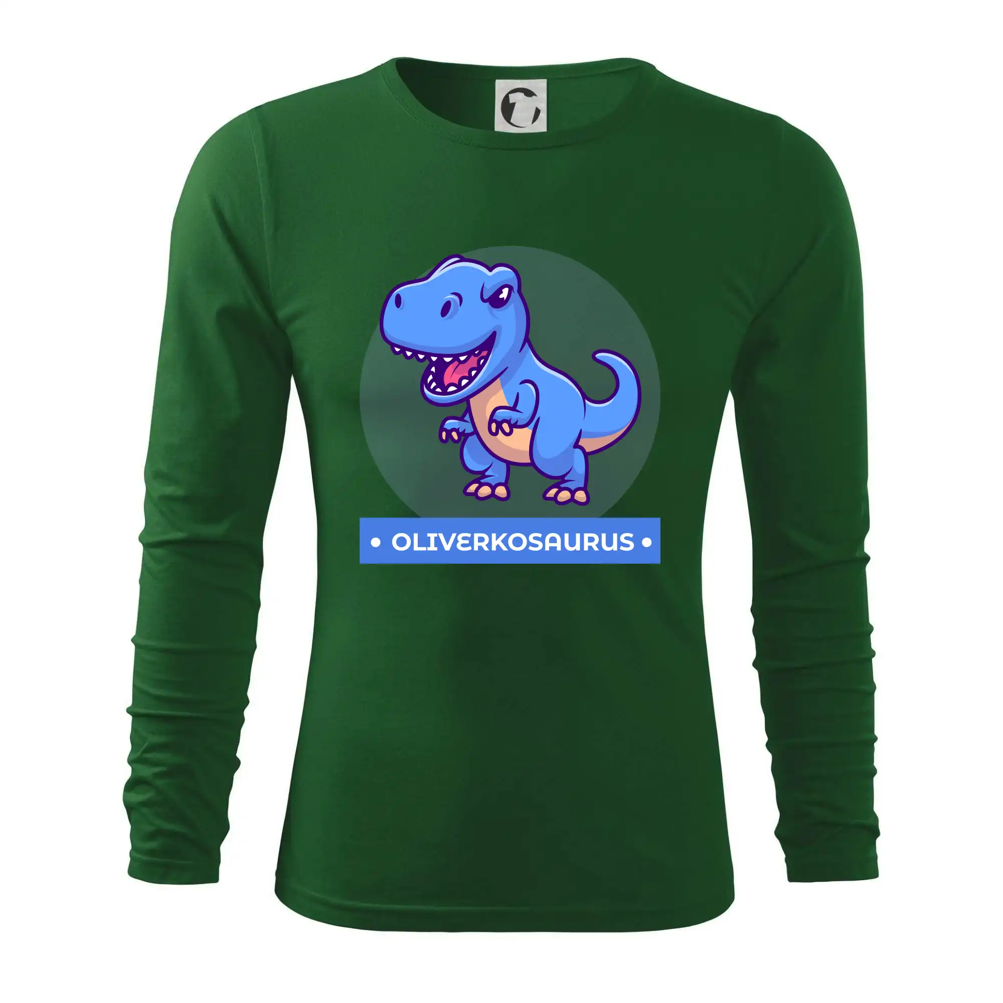 Detské tričká, mikiny a body s originálnymi potlačami | Veselé motívy pre chlapcov aj dievčatá - Dinosaurie mená - modrý dinosaurus - Tričko s dlhým rukávom FIT-T long sleeve