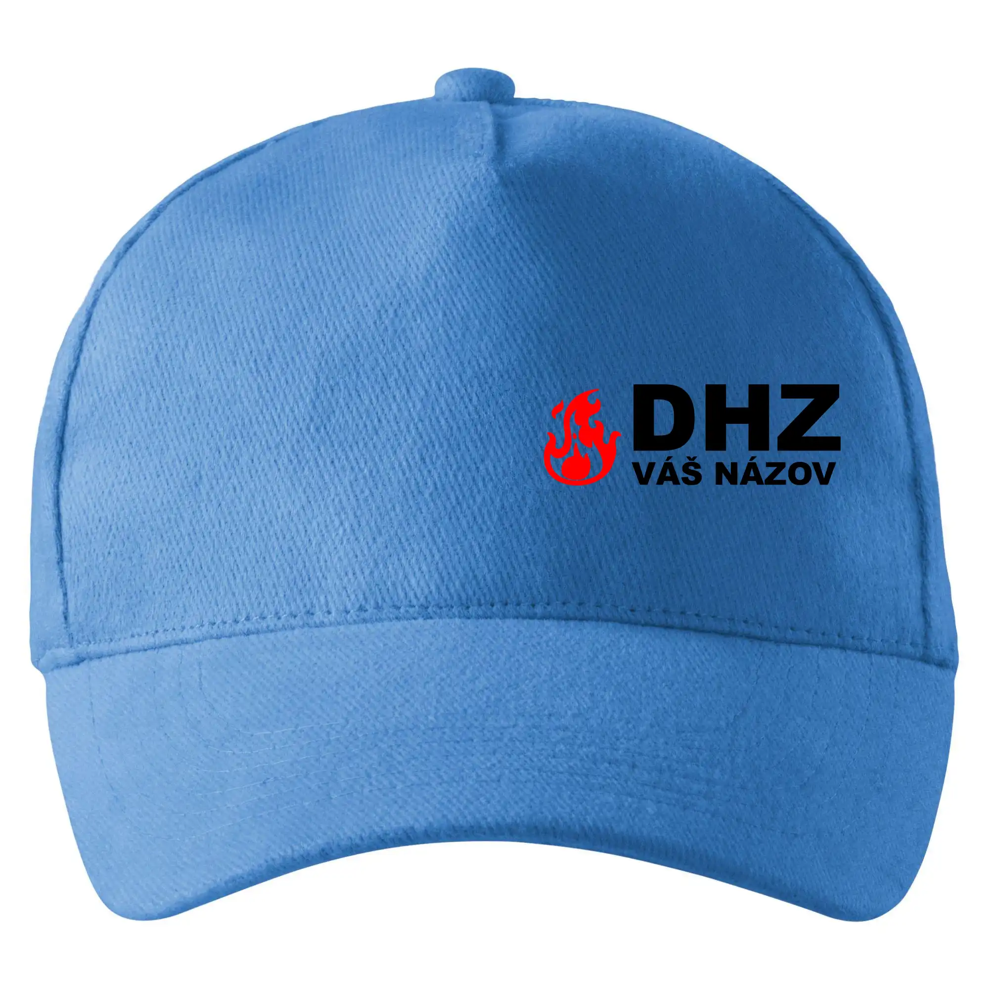 Originálne tričká pre hasičov - DHZ (oheň, názov sboru - vlastný nápis) - Šiltovka so zahnutým šiltom a mosaznou sponou