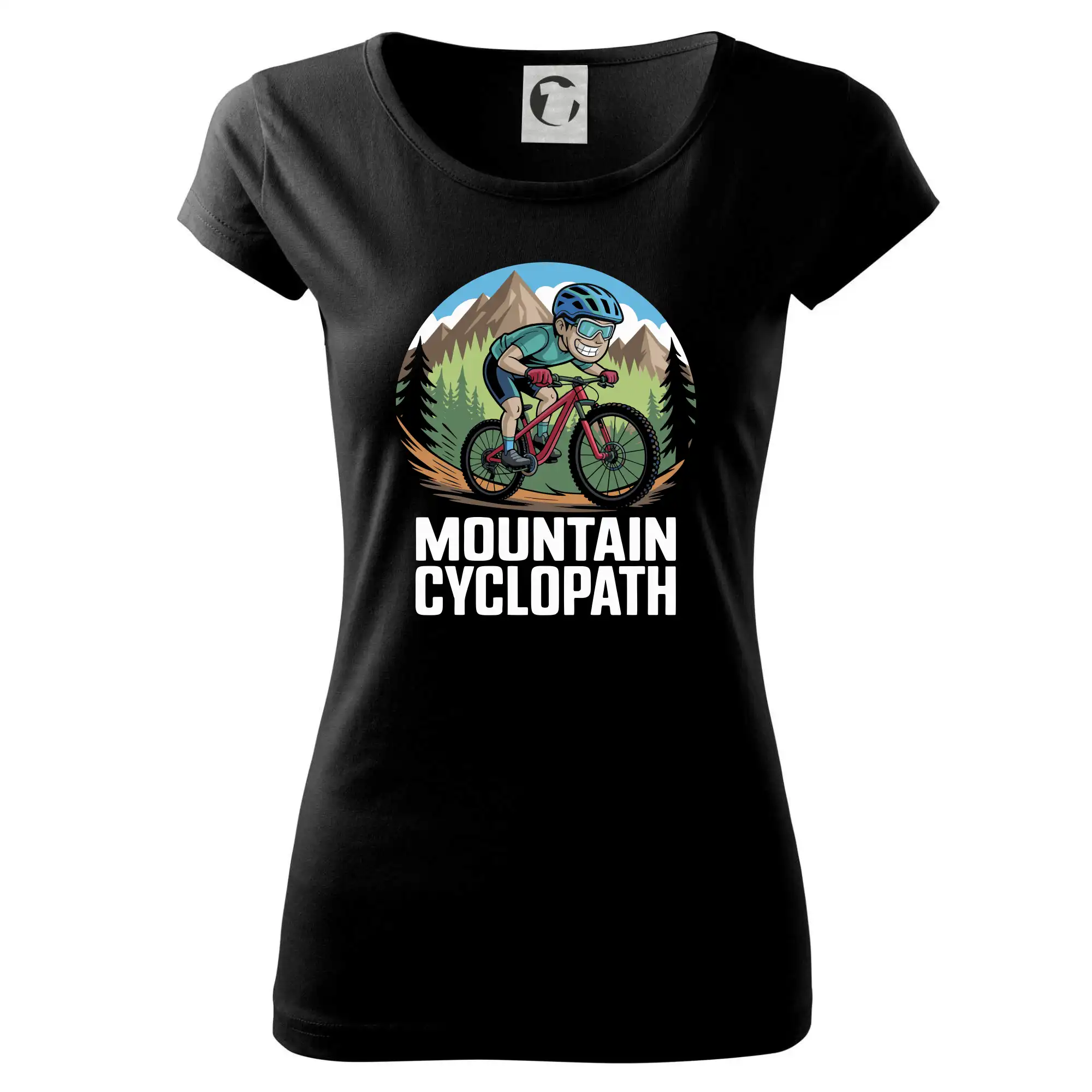 Tričko ako darček pre cyklistu - Mountain cyclopat bez fúzov - Dámske tričko Pure