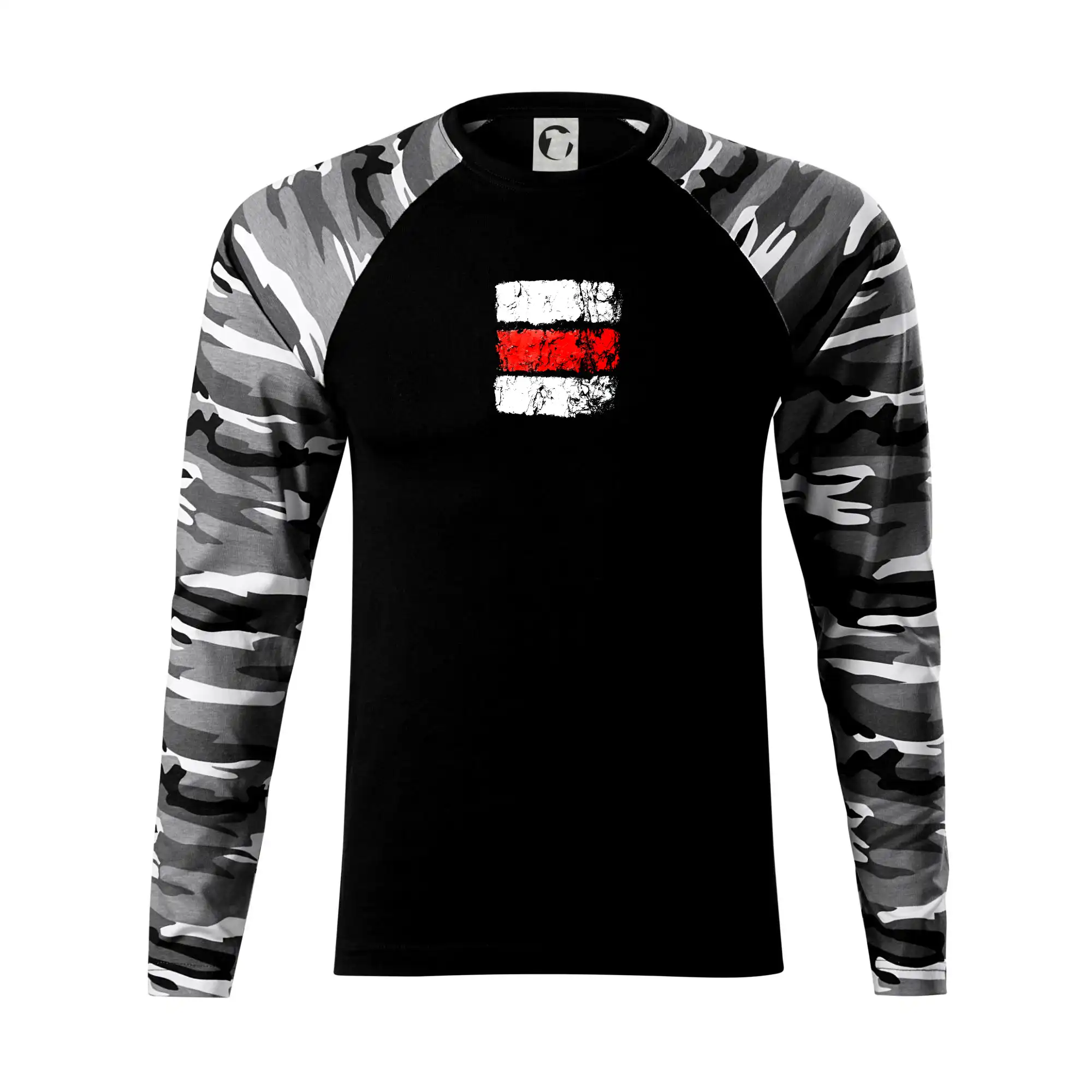 Trička pre cestovateľov - Turistická značka - červená - Camouflage LS