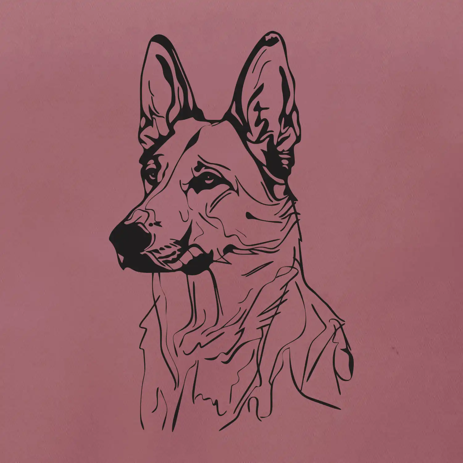 Německý ovčák černá kresba