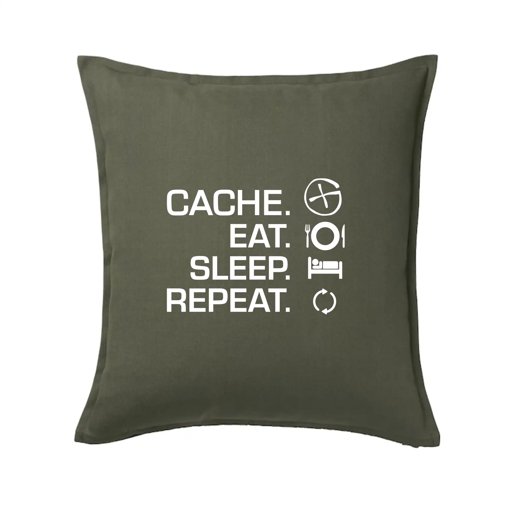 Tričká na geocaching - Eat sleep repeat Cache - Vankúš 50x50