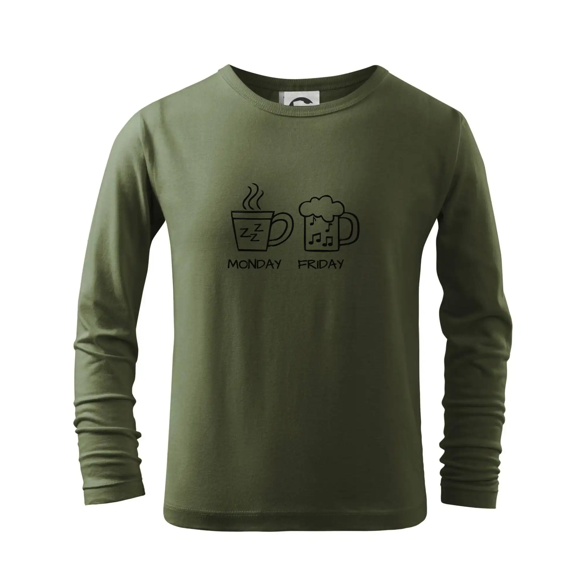 Vtipná tričká pre pivárov - Monday - Friday - Coffee Beer - Tričko detské Long Sleeve