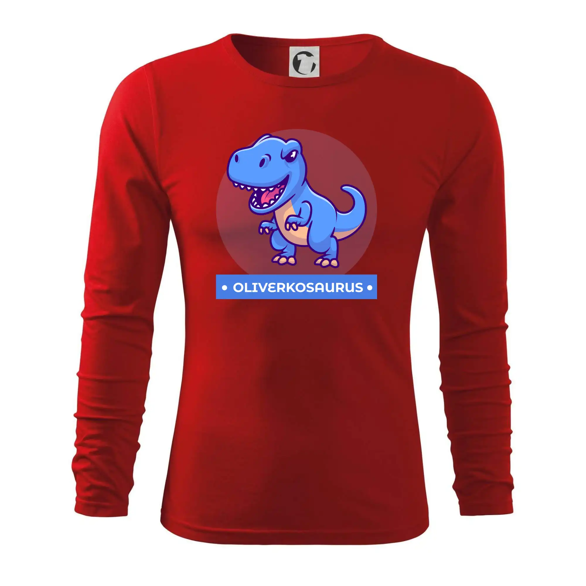 Detské tričká, mikiny a body s originálnymi potlačami | Veselé motívy pre chlapcov aj dievčatá - Dinosaurie mená - modrý dinosaurus - Tričko s dlhým rukávom FIT-T long sleeve
