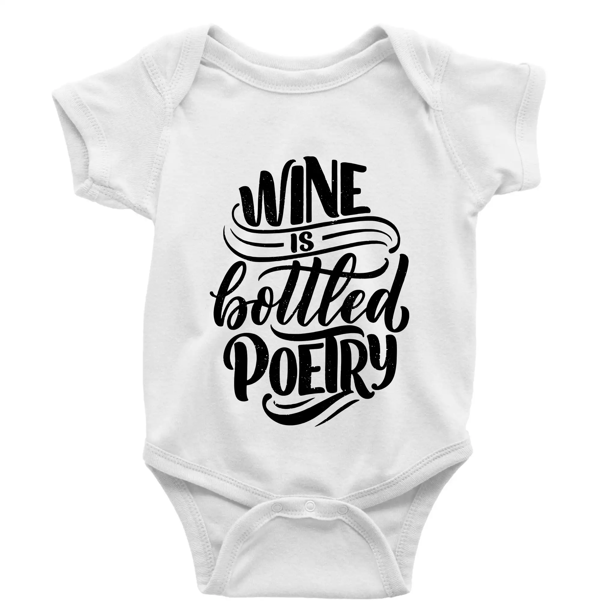 Vtipná tričká s tematikou vína - Wine is bottled poetry - Body dojčenské s krátkym rukávom
