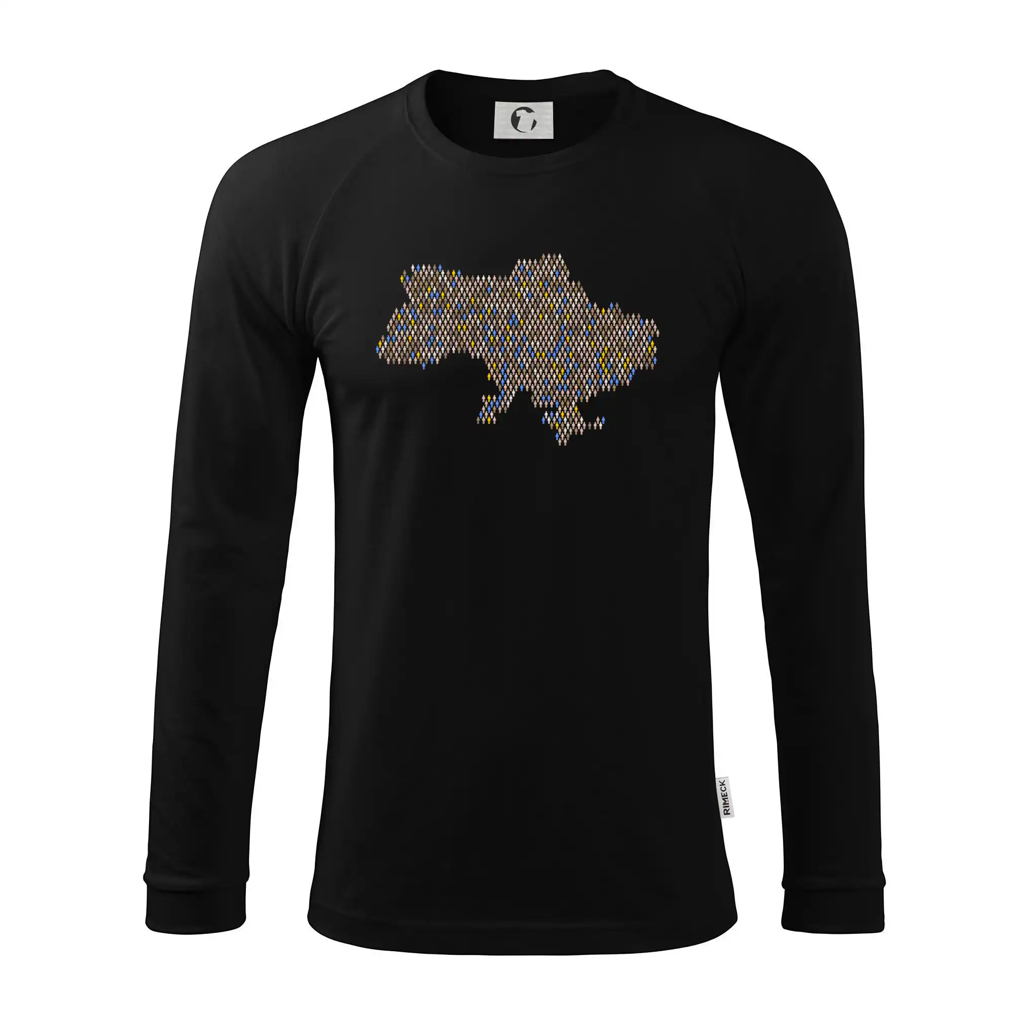 Tričká s vlajkou ukrajiny - Mapa Ukrajiny panáčikovia - Pánske tričko s dlhým rukávom LS130