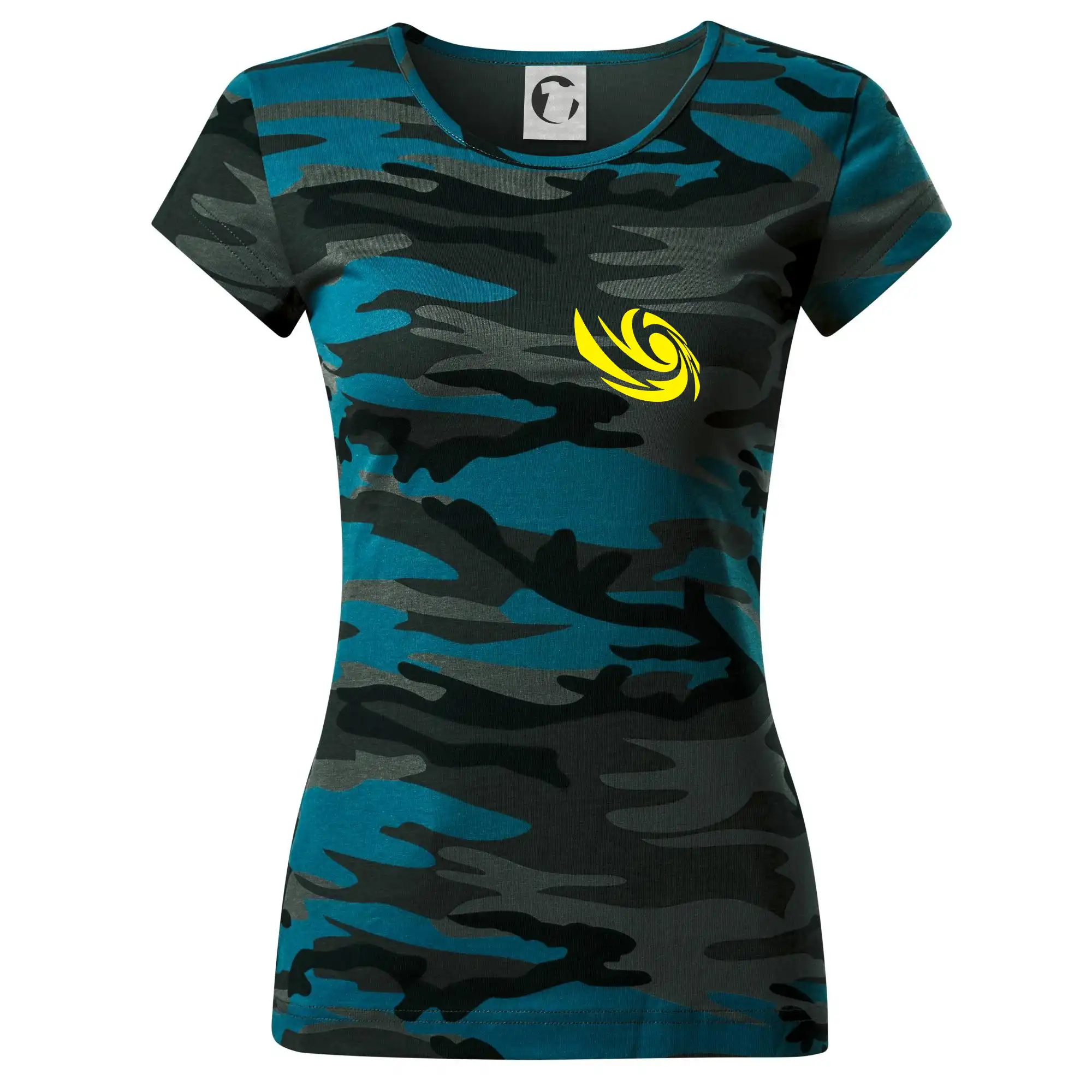 Tričká, mikiny a šiltovky pre Youtubery - Vortex logo na prsia - Dámske maskáčové tričko