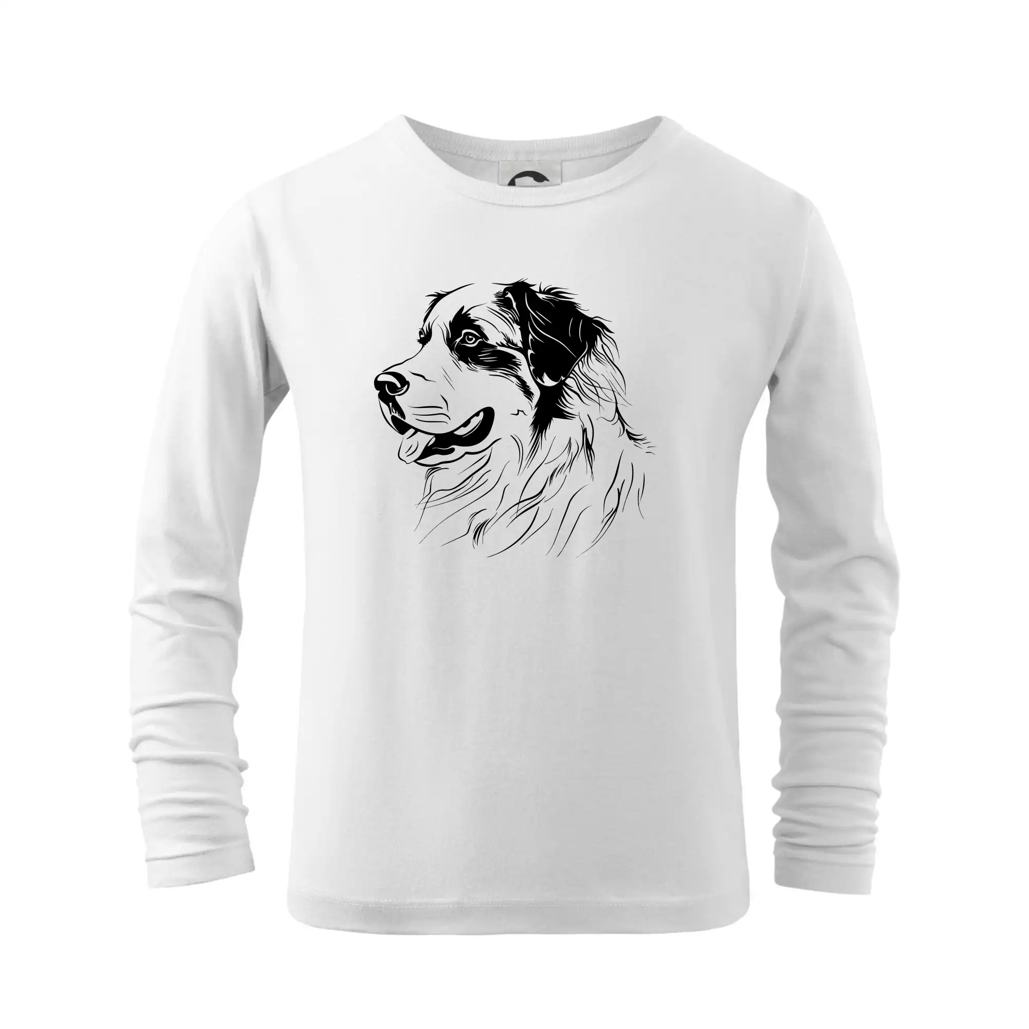 Bernský salašnícky pes na tričku - Bernský salašnícky pes čierna kresba - Tričko detské Long Sleeve