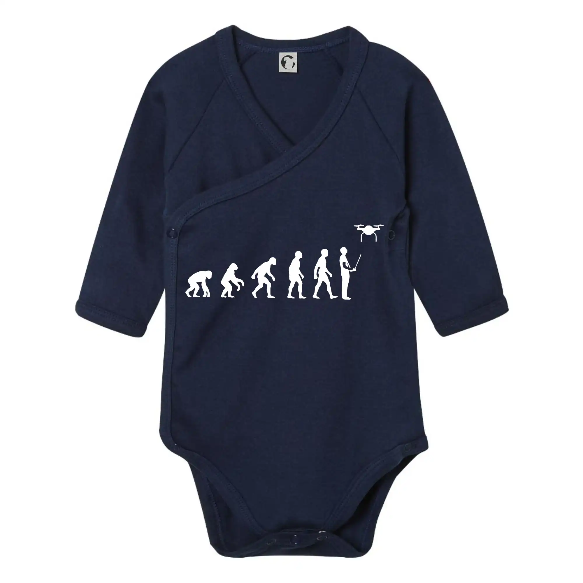 Tričká pre modelára - Dron evolúcia - Body zavinovacie s dlhým rukávom