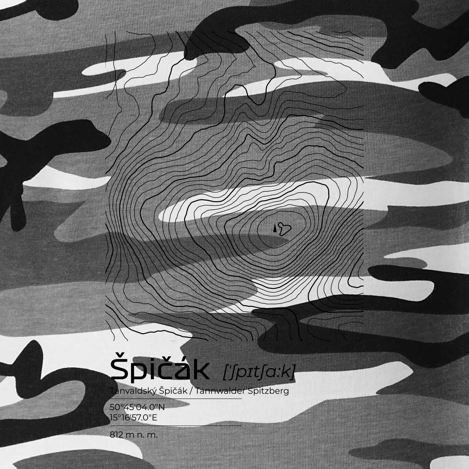 Špičák - vrstevnice v obdélníku