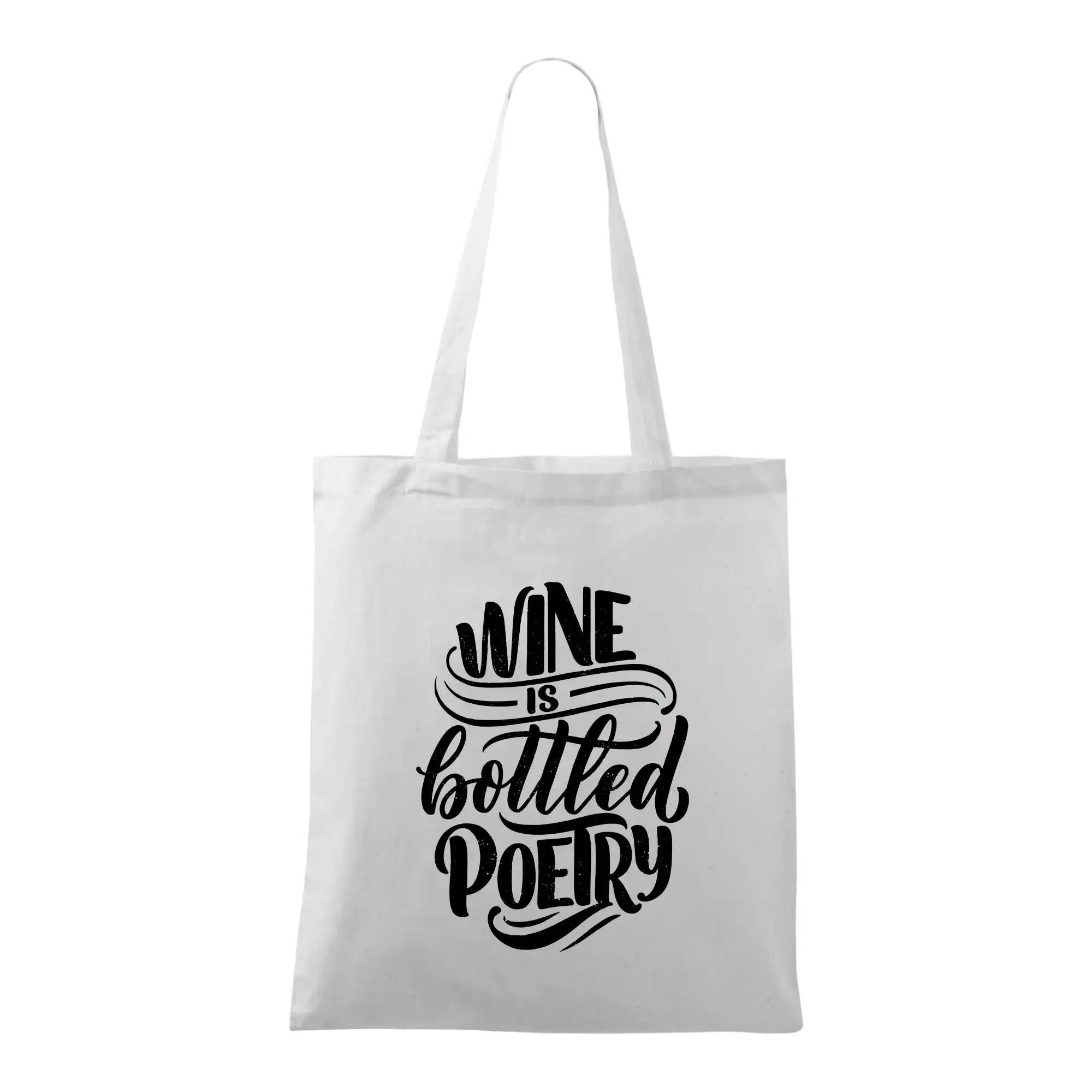 Vtipná tričká s tematikou vína - Wine is bottled poetry - Taška bavlnená