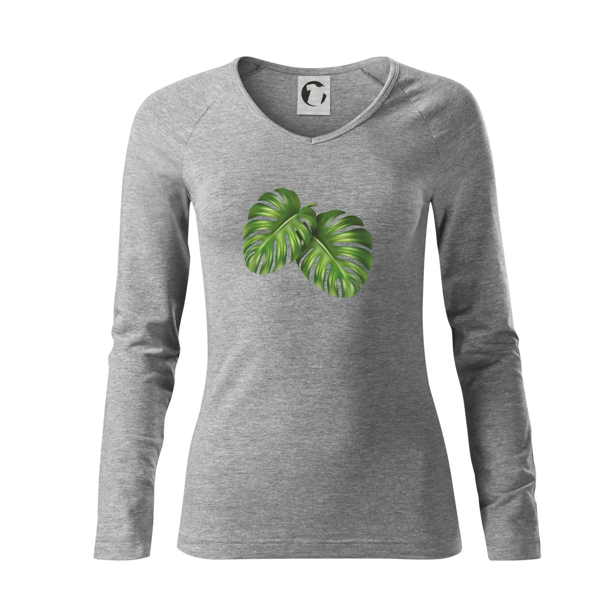 Tričká s kvetinami - Monstera - dva listy - Tričko dámske Elegance