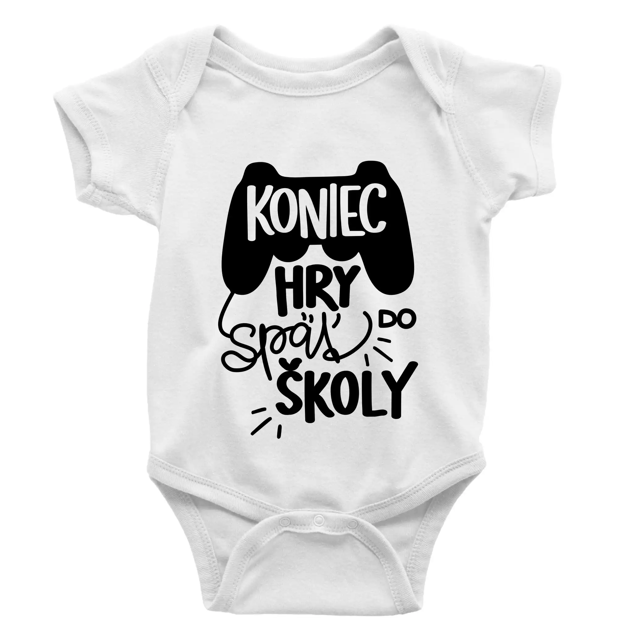 Tričká a mikiny pre prváčikov na prvý školský deň – veselé a pohodlné - Koniec hry, späť do školy - Body dojčenské s krátkym rukávom
