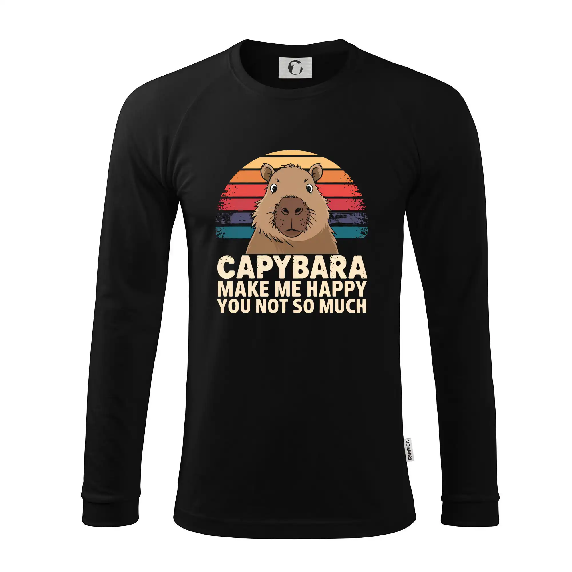 Tričká so zvieratami - Capybara Make Me Happy You Not So Much - Pánske tričko s dlhým rukávom LS130