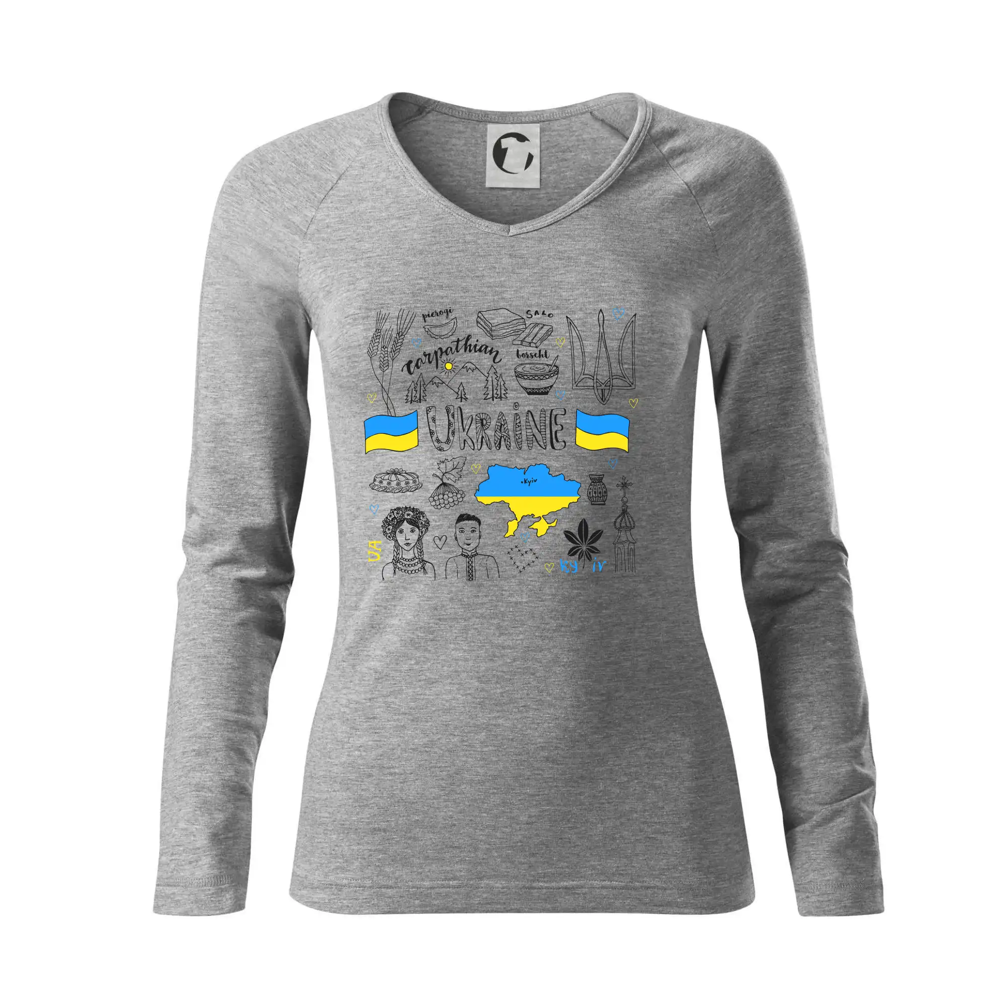 Tričká s vlajkou ukrajiny - Ukrajina folklór - kreslené obrázky - Tričko dámske Elegance