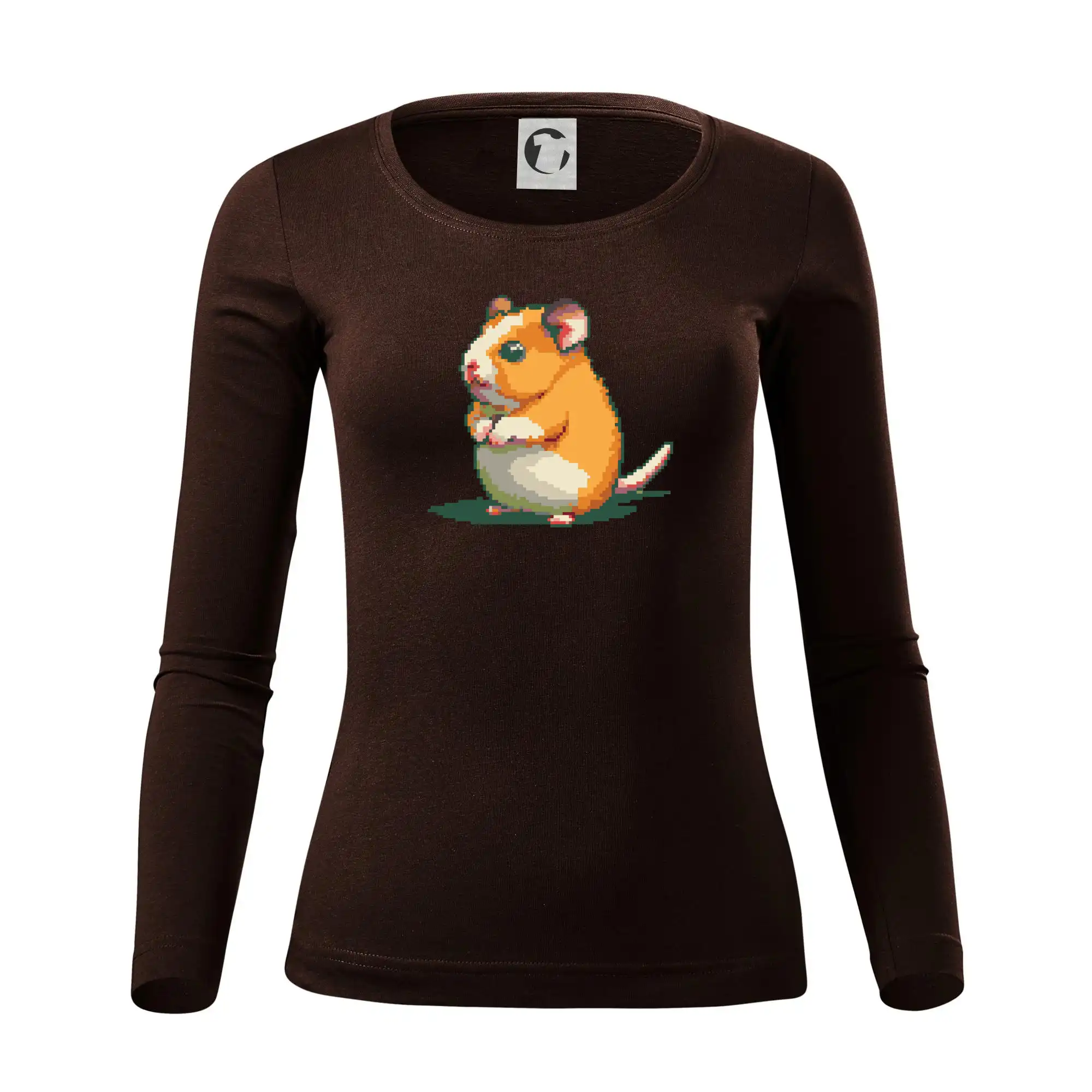 Tričká so zvieratami - Škrečok pixel - Dámske tričko FIT-T LS - zužené