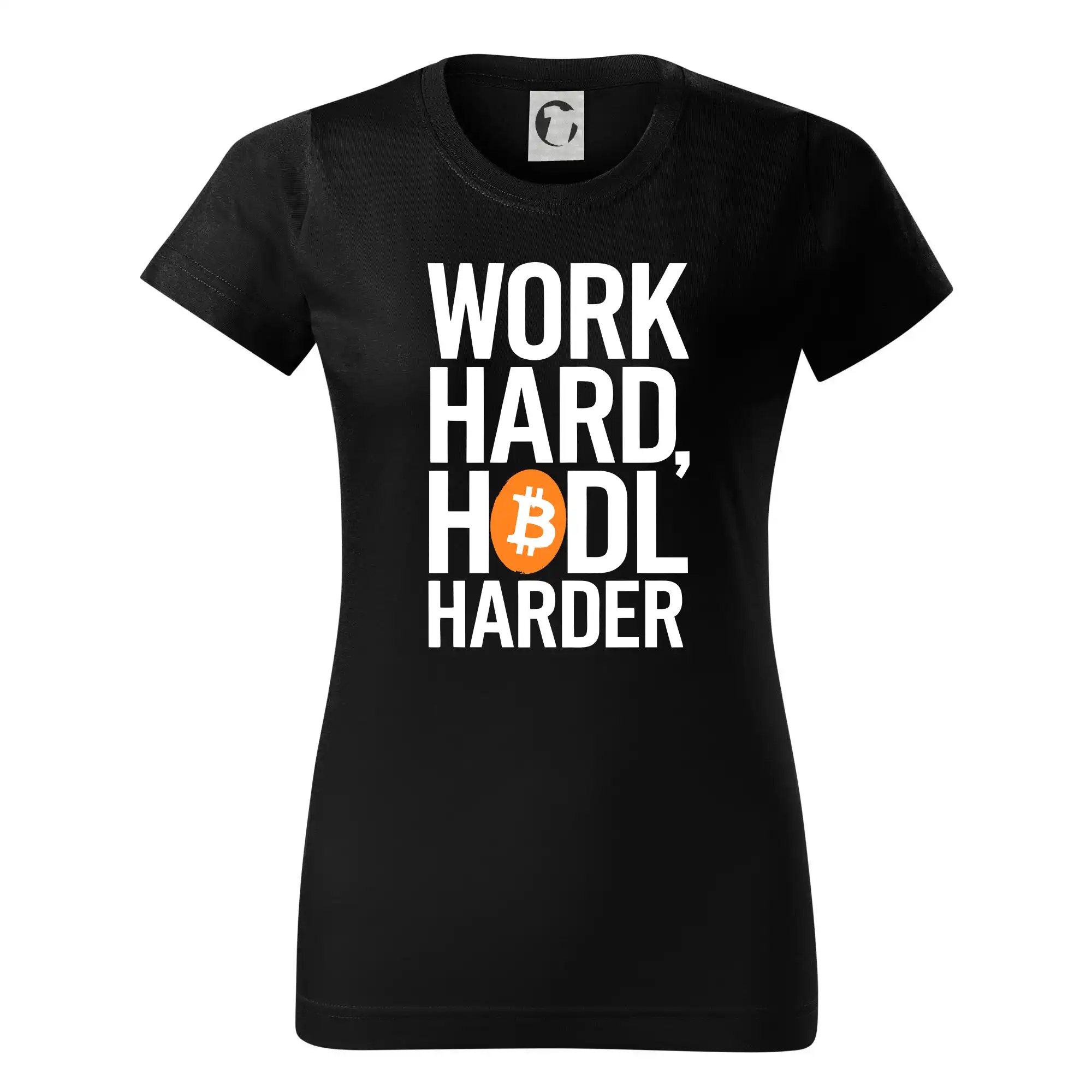 Velký nápis Work Hard, HODL Harder - Dámske tričko basic - ľahko voľnejšie a dlhšie