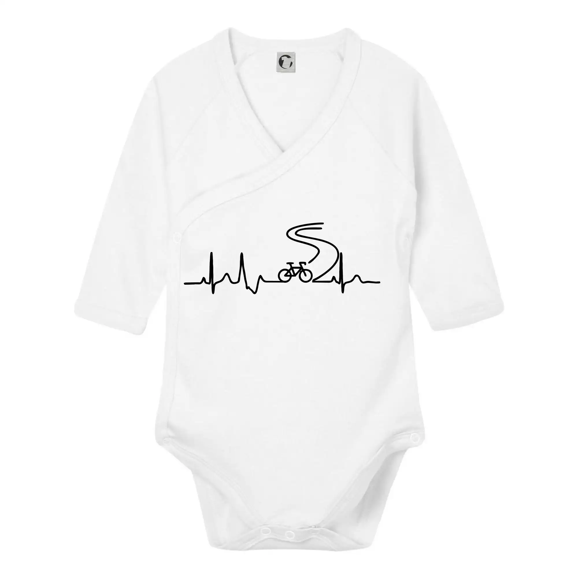 Tričko ako darček pre cyklistu - EKG cestná cyklistika - Body zavinovacie s dlhým rukávom