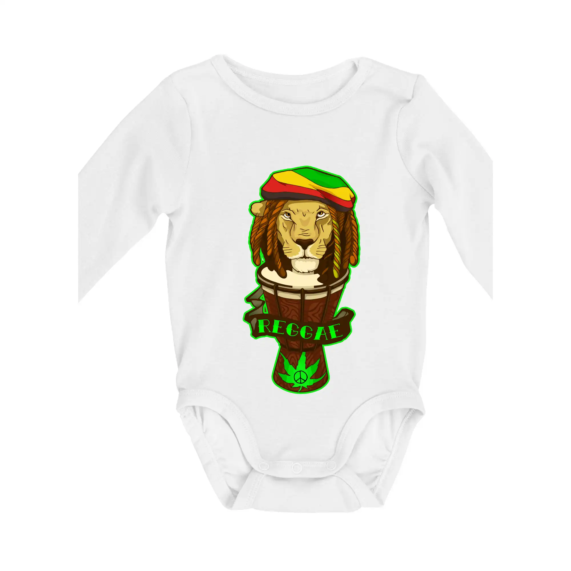 Tričká pre pohodový ľudí - Reggae lev - Body dojčenské s dlhým rukávom