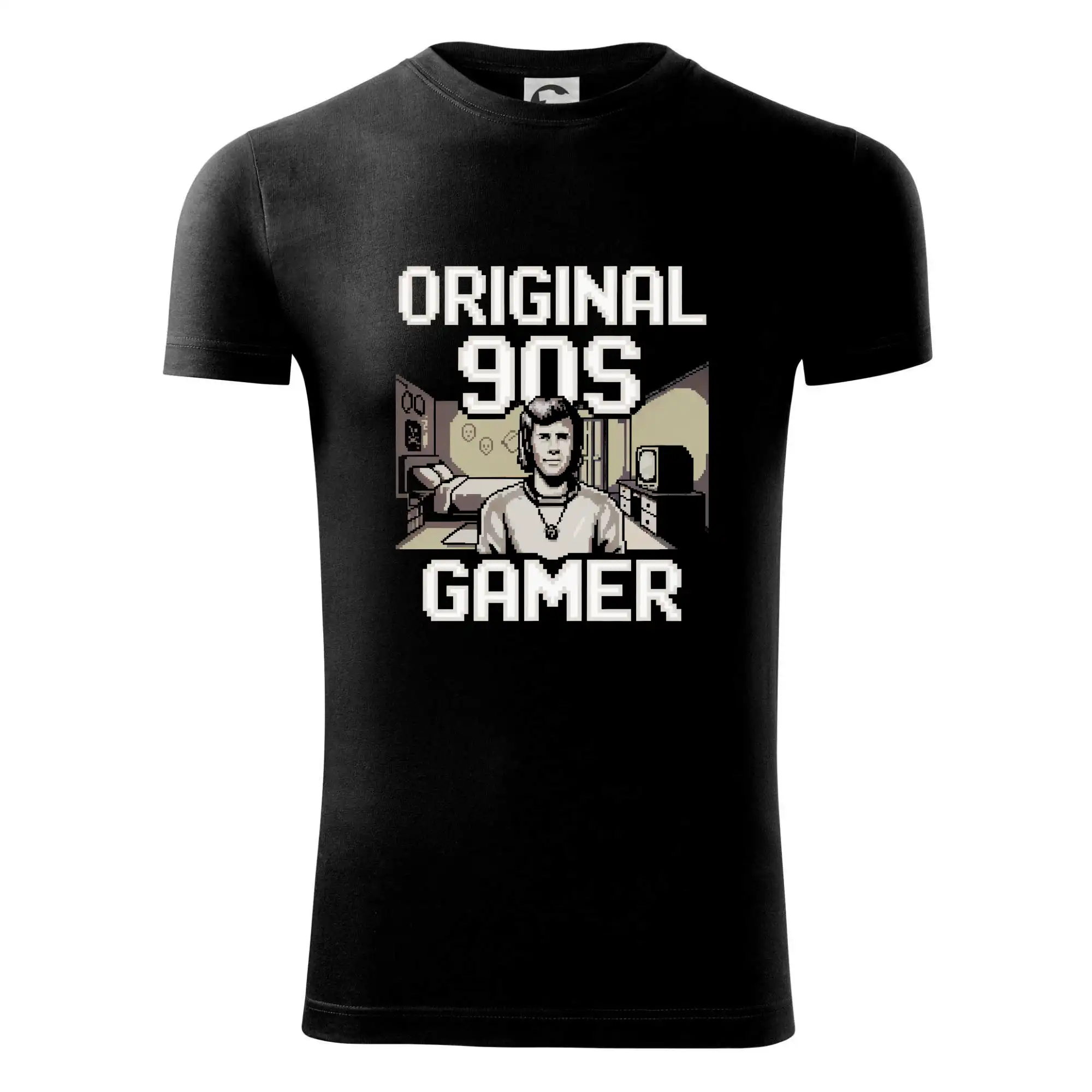 Hudobné tričká - Original 90s gamer - béžový - Viper FIT - Pánske zúžené tričko