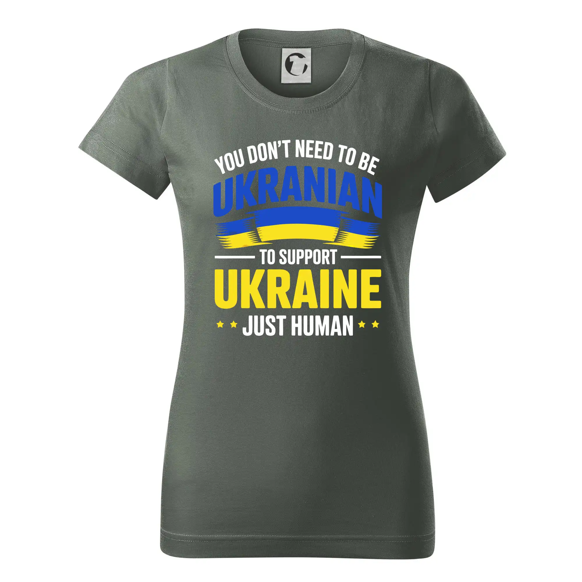 Tričká s vlajkou ukrajiny - You don't need to be Ukrainian to support Ukraine just human - Dámske tričko basic - ľahko voľnejšie a dlhšie
