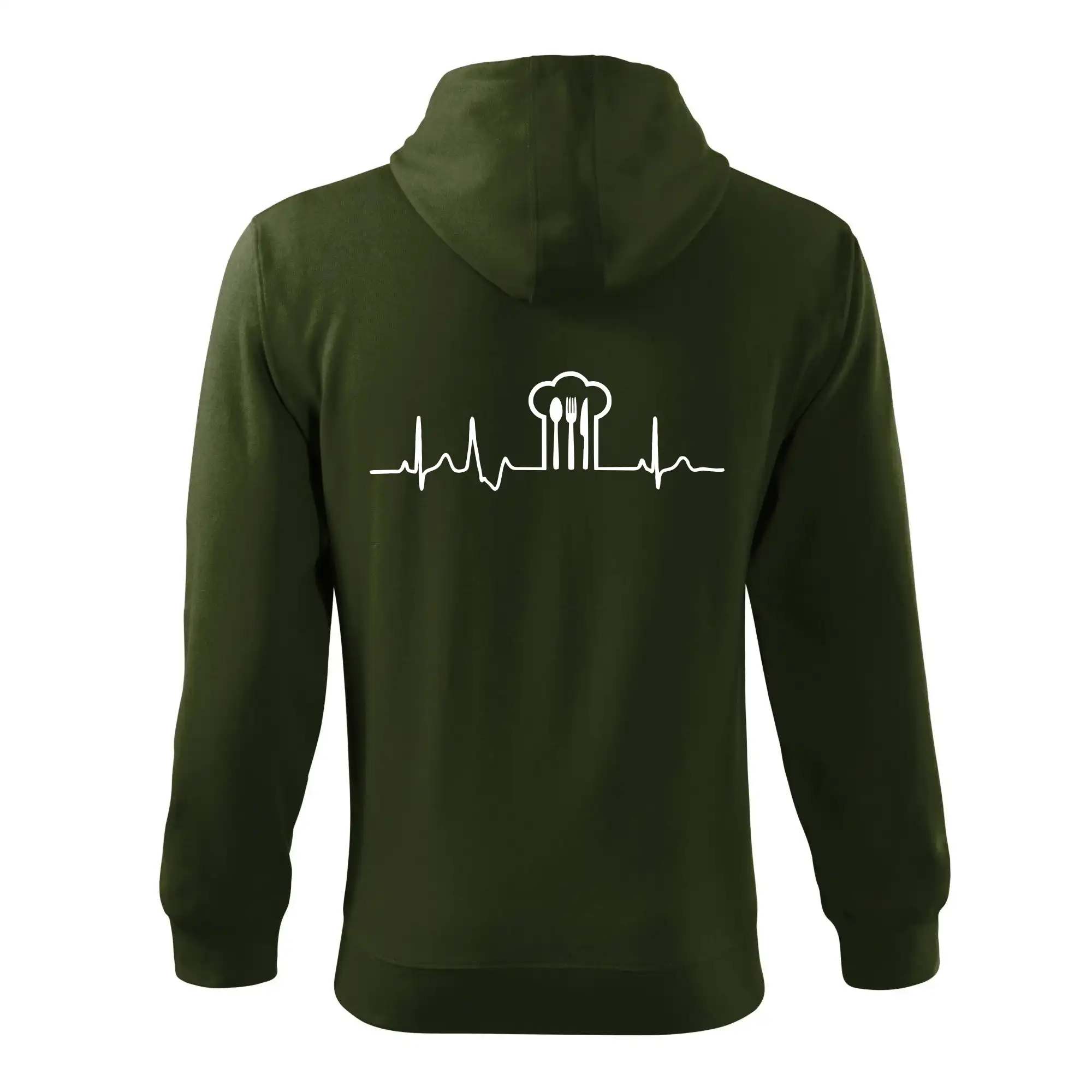 Kuchár a pekár - EKG kuchár čiapky a príbory - Mikina s kapucňou na zips trendy zipper