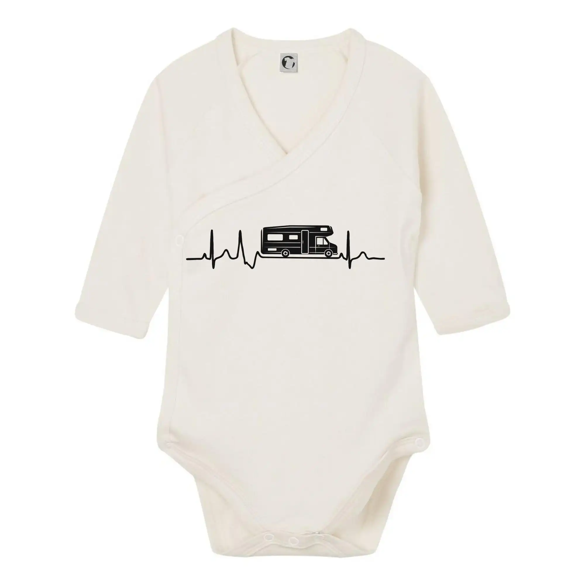 Trička na kempovanie - EKG obytňák - Body zavinovacie s dlhým rukávom