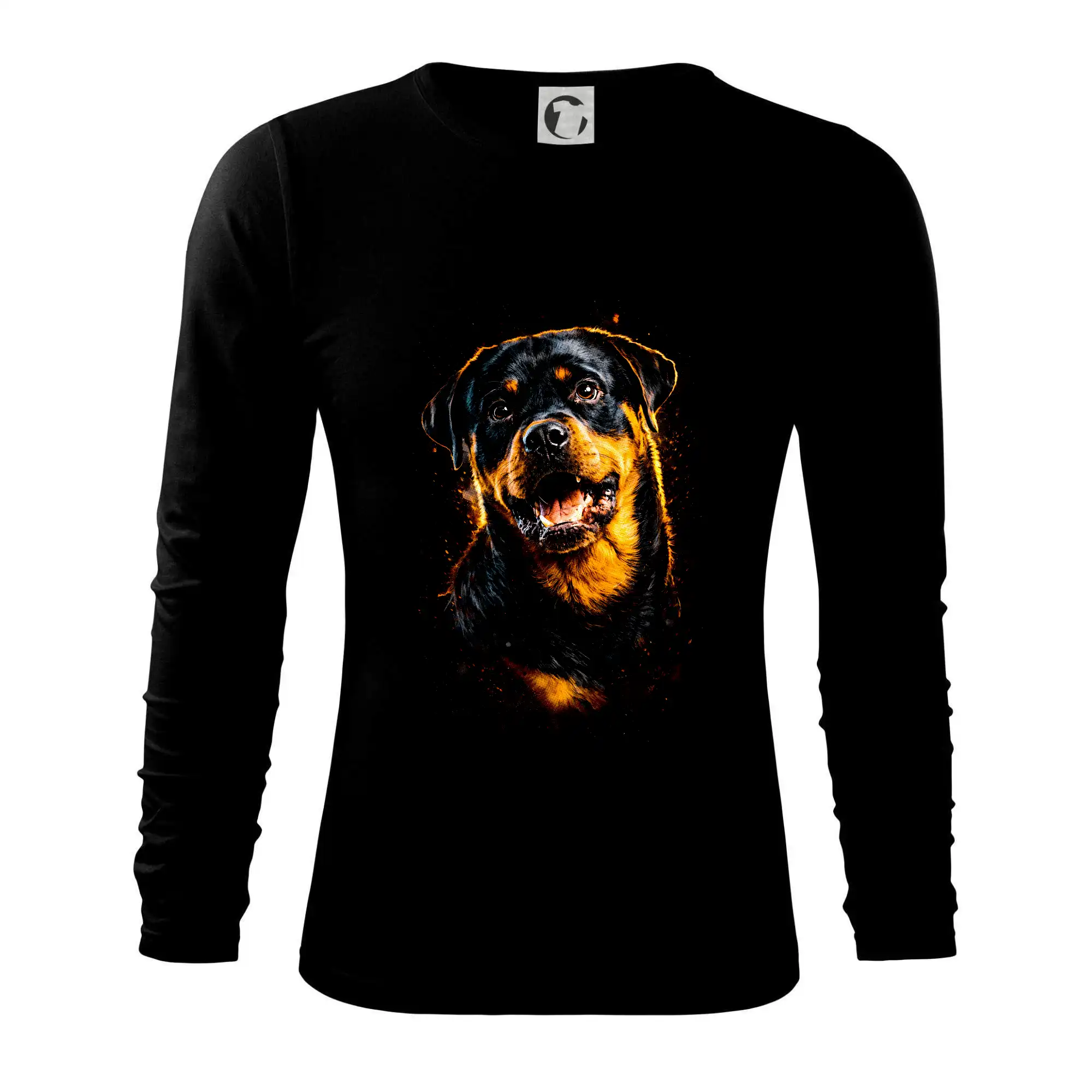 Ostatné psie plemená - Obrázok poltón rotvajler sediaci - Tričko s dlhým rukávom FIT-T long sleeve