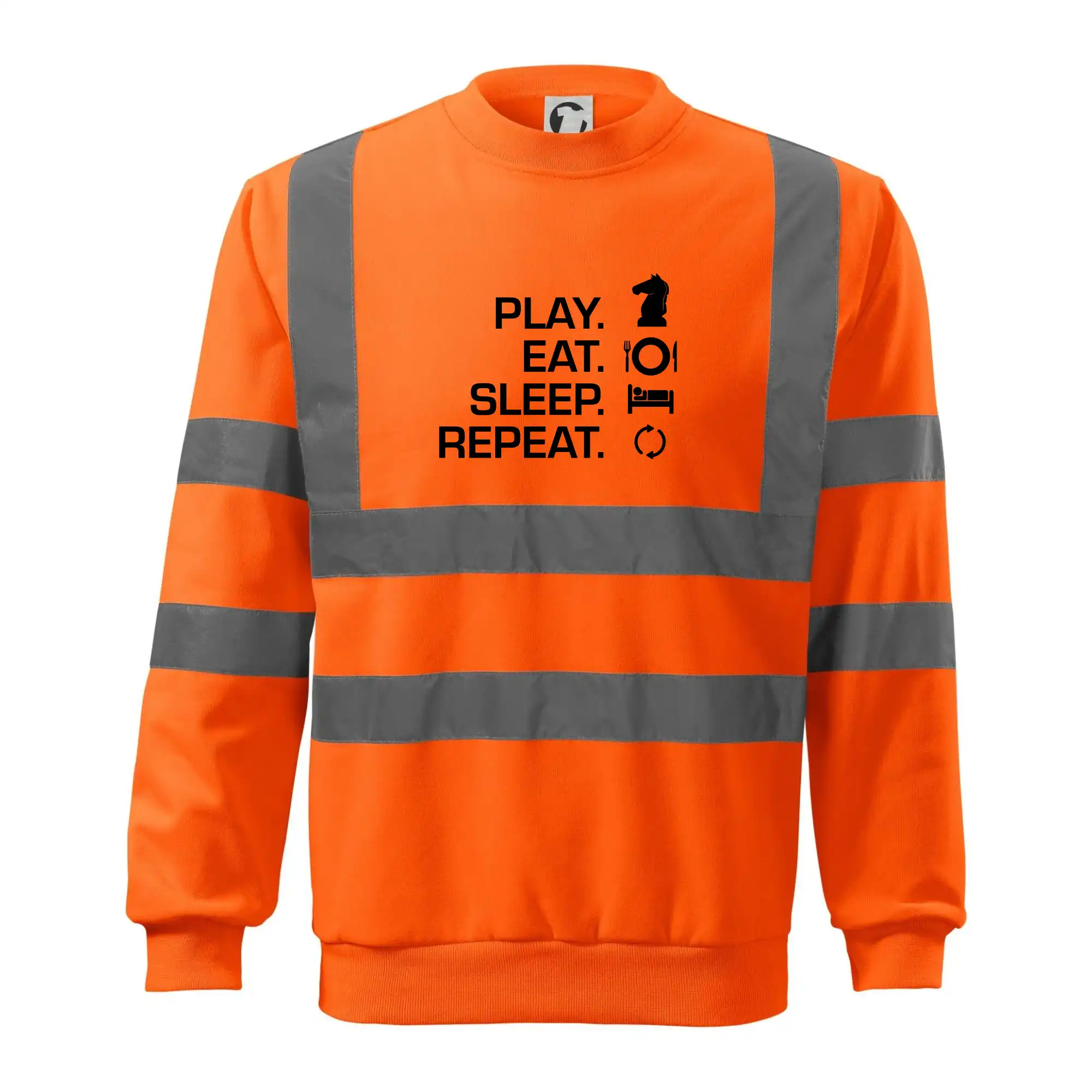 Tričká a mikiny so spoločenskými hrami  - Eat sleep play - šach - Reflexná mikina