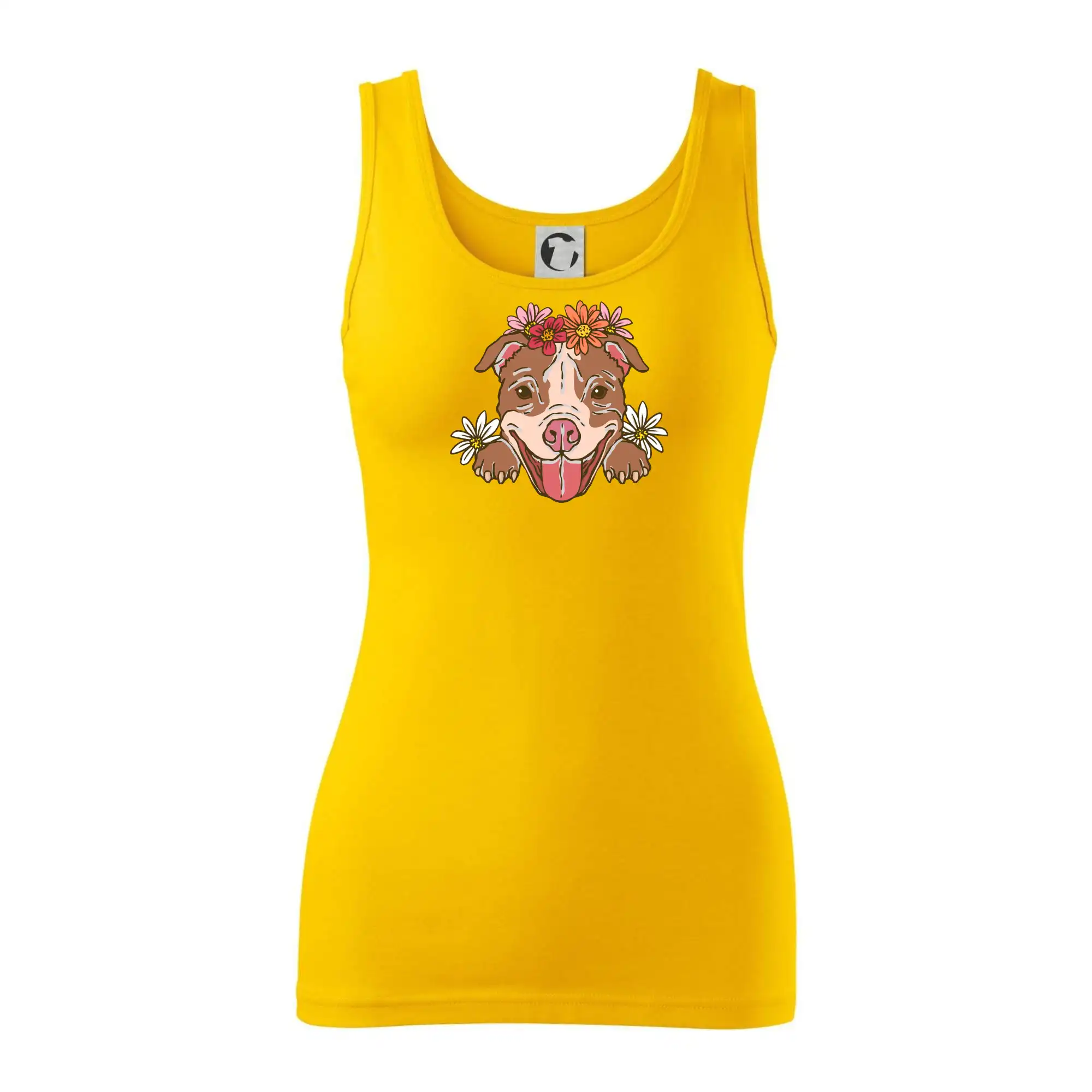 Americký stafordširský teriér hlava s květinami