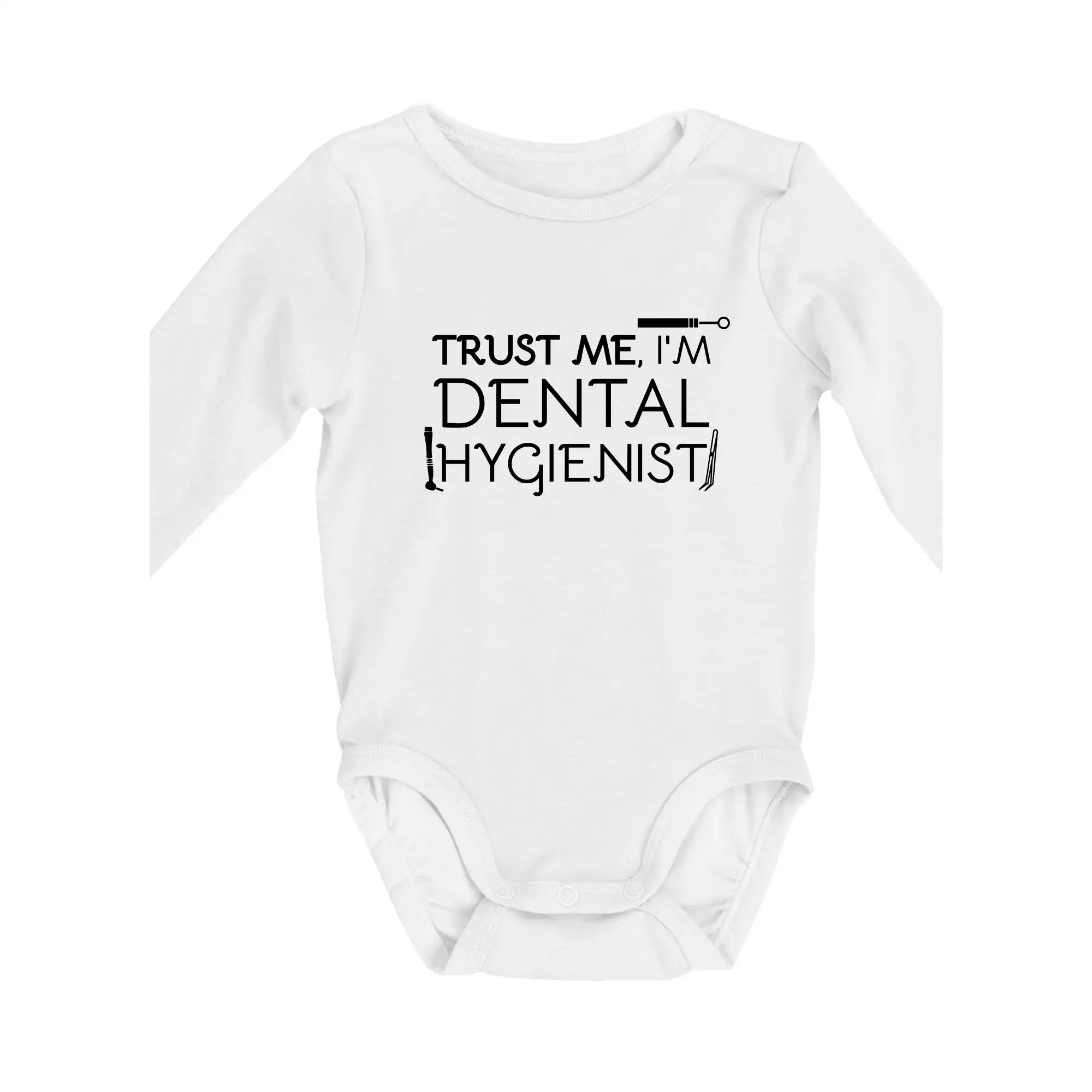 Tričká a mikiny pre zubárov - Trust me I'm dental hygienist - Body dojčenské s dlhým rukávom