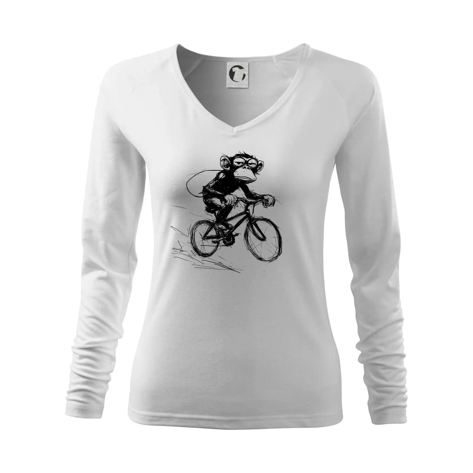 Tričko ako darček pre cyklistu - Opice s batohom na bicykli - Tričko dámske Elegance