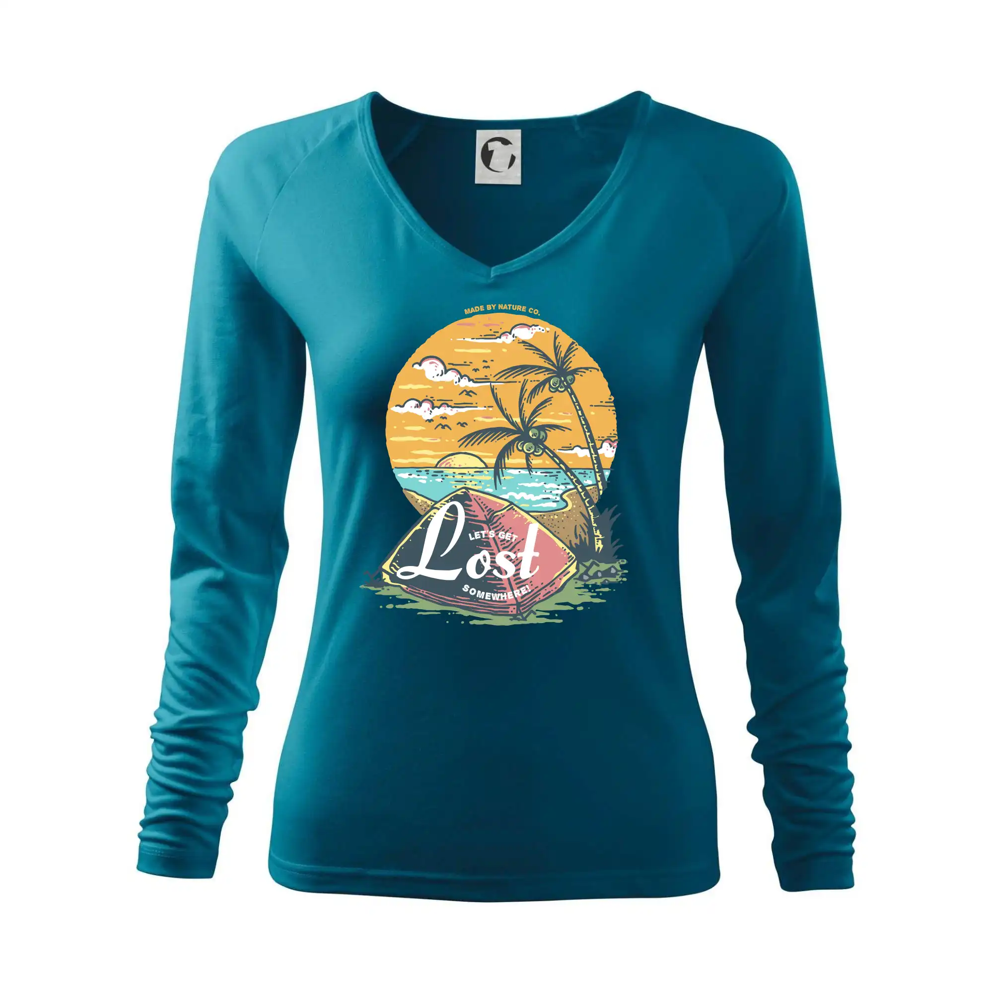 Trička na kempovanie - Beach camping get lost somewhere - Tričko dámske Elegance