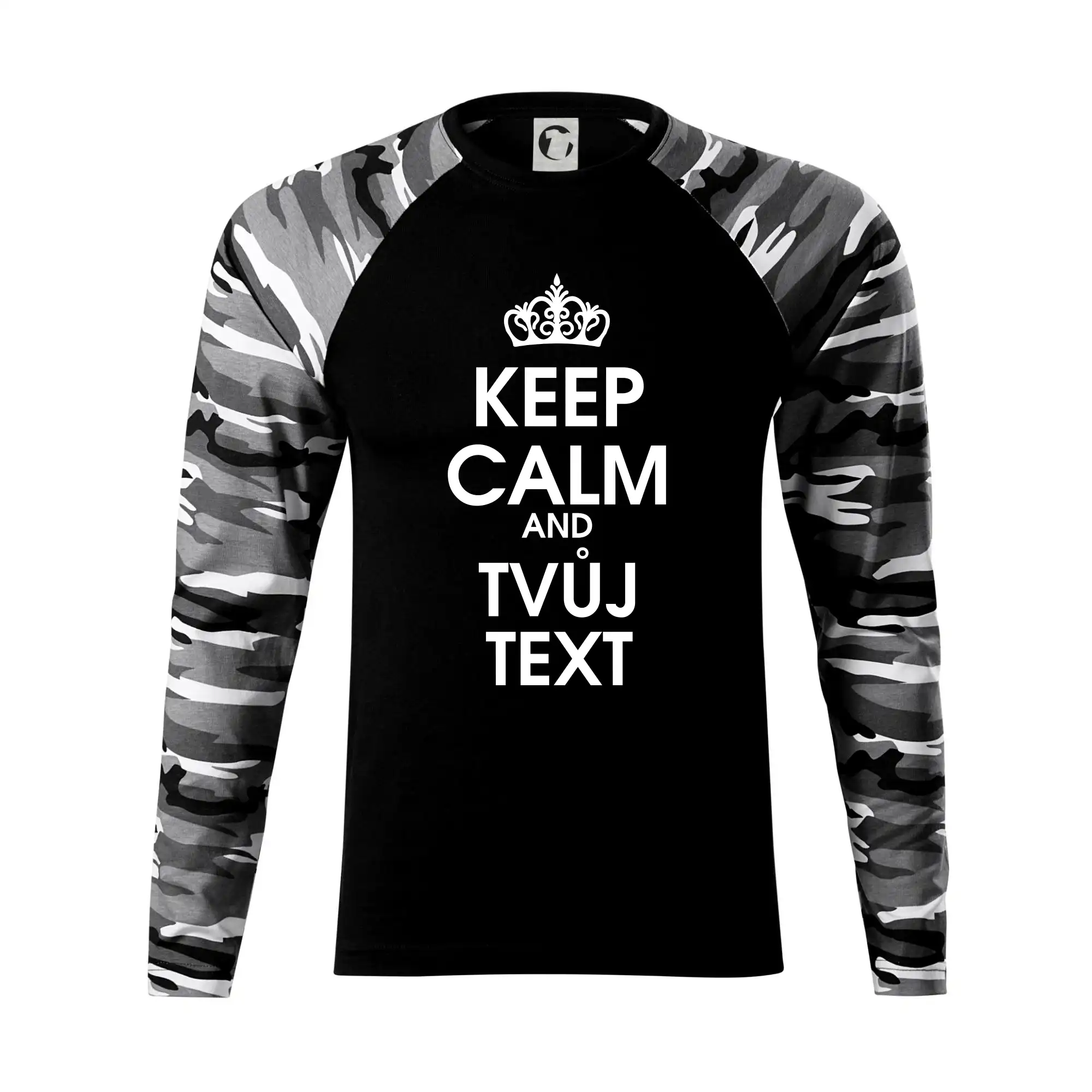 Tričká na párty - Keep calm - váš text - Camouflage LS