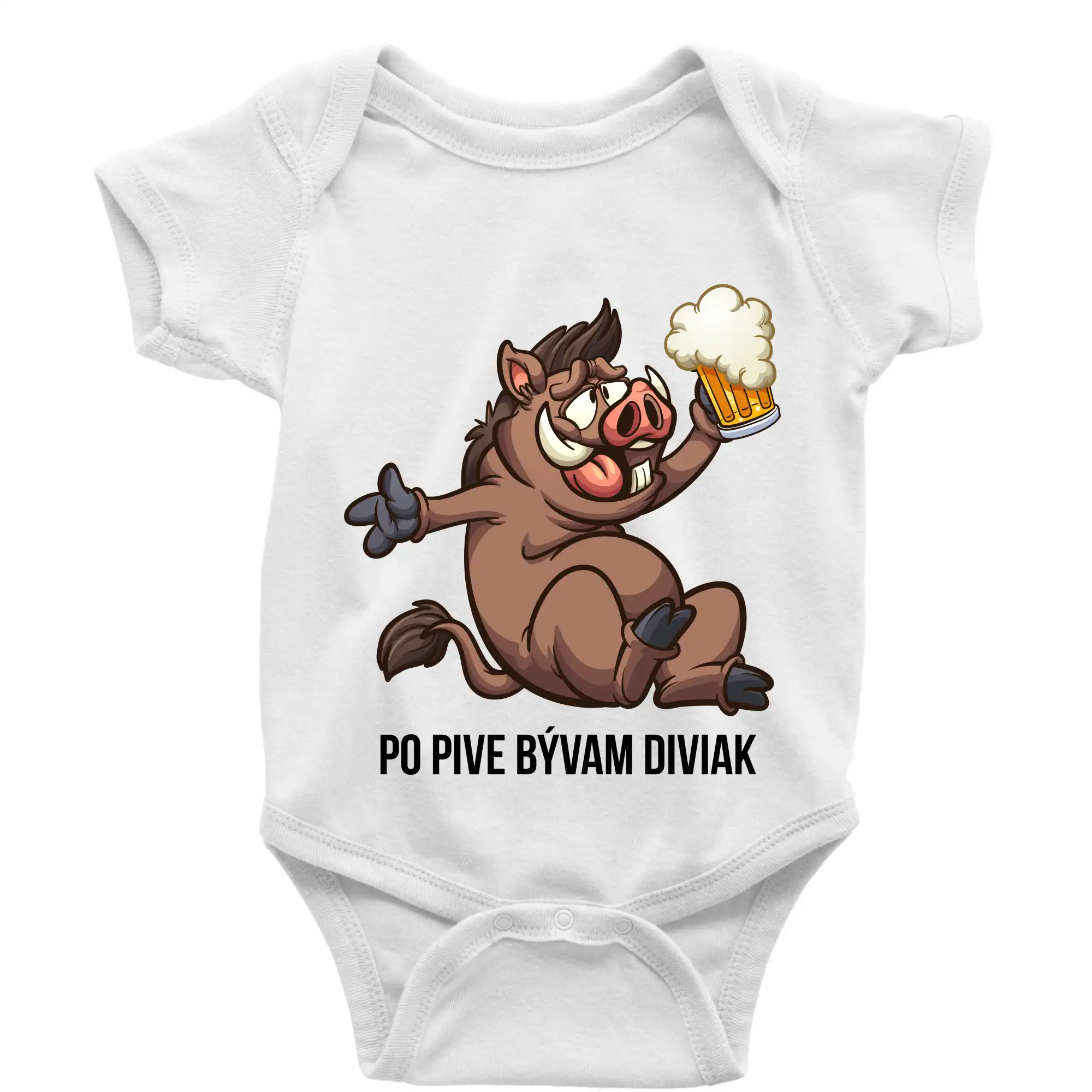 Vtipná tričká pre pivárov - Po pive bývam diviak - Body dojčenské s krátkym rukávom