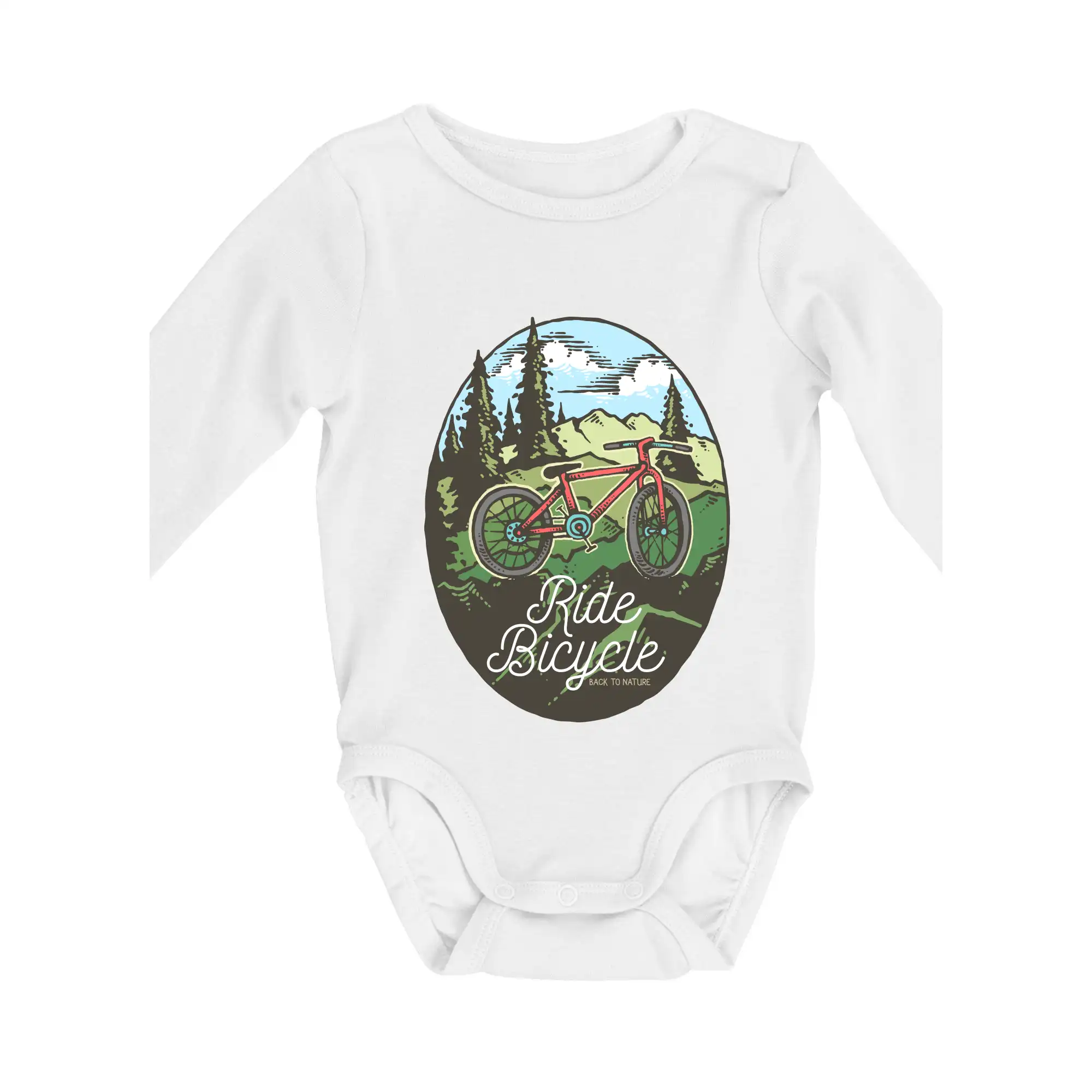 Tričko ako darček pre cyklistu - Ride Bicycle Nature - Body dojčenské s dlhým rukávom