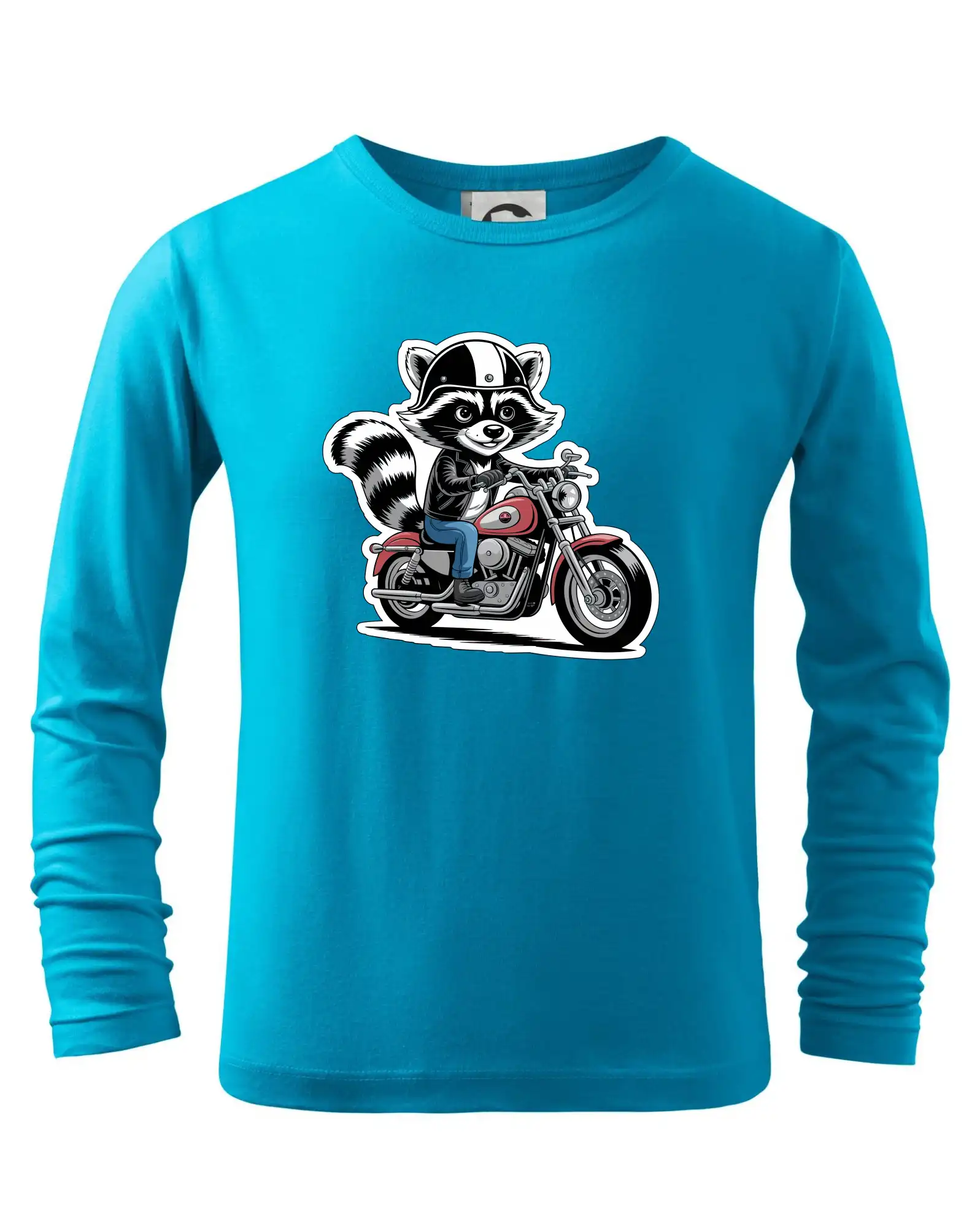 Tričká so zvieratami - Mýval na motorke kreslený - Tričko detské Long Sleeve