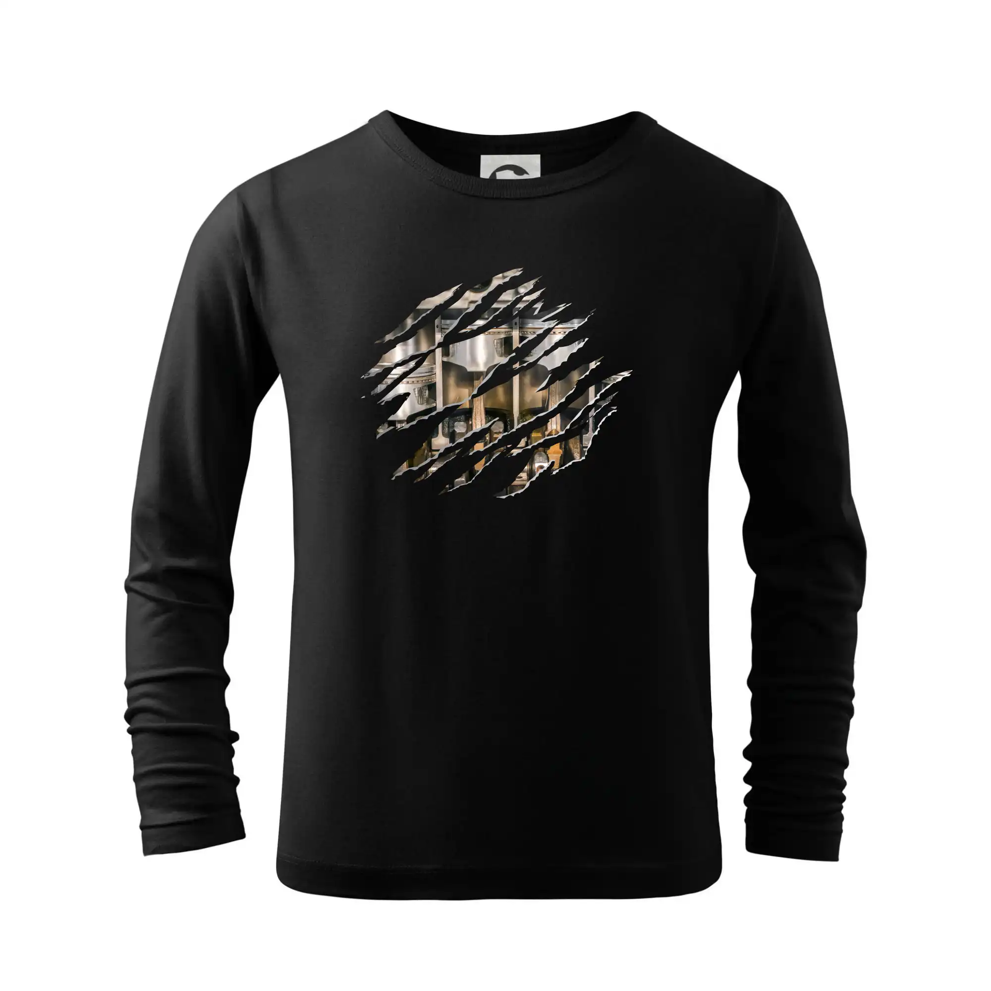 Auto tričká - Roztrhnuté triko - piesty - Tričko detské Long Sleeve